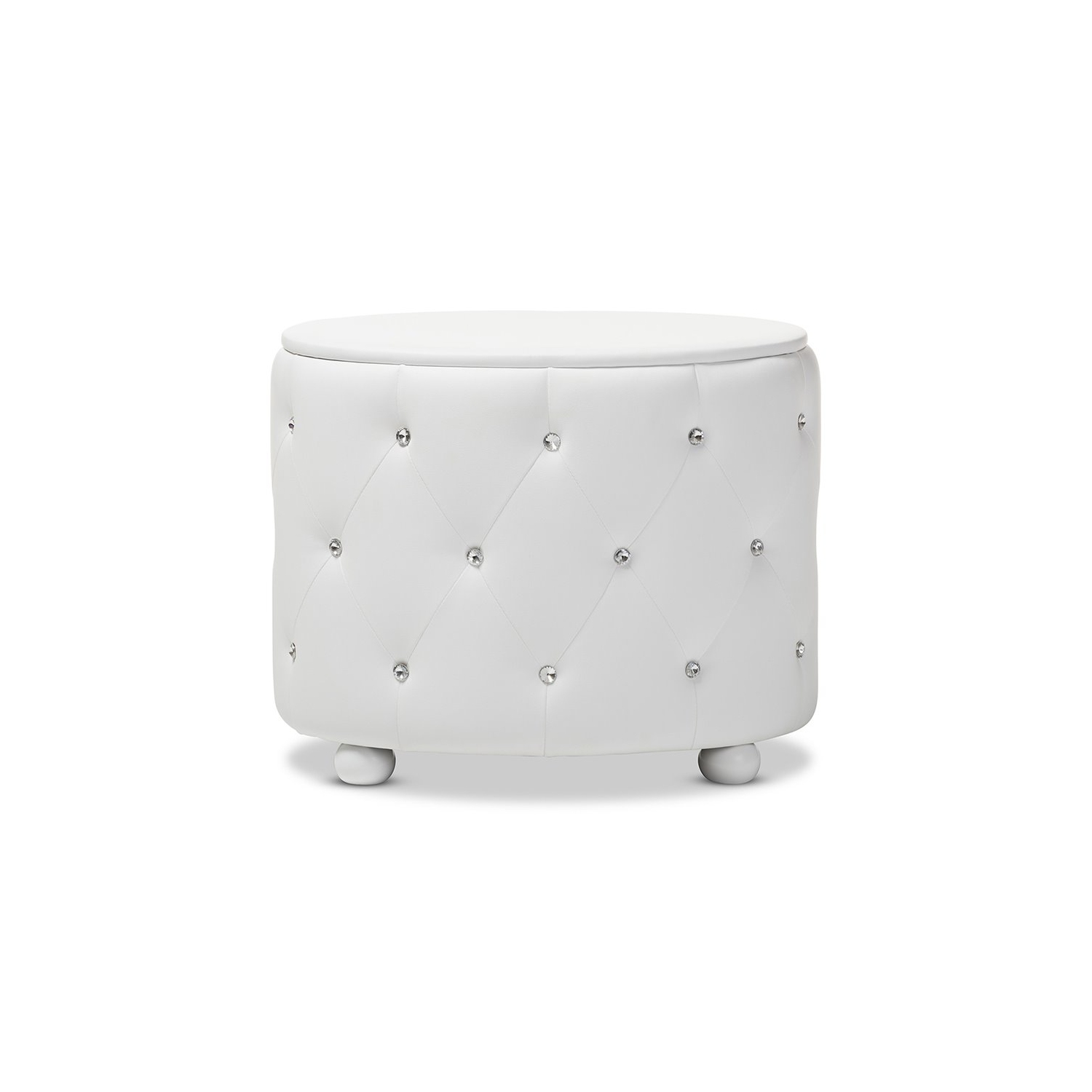 Baxton Studio Davina 2 Drawer Faux Leather Tufted Nightstand in White