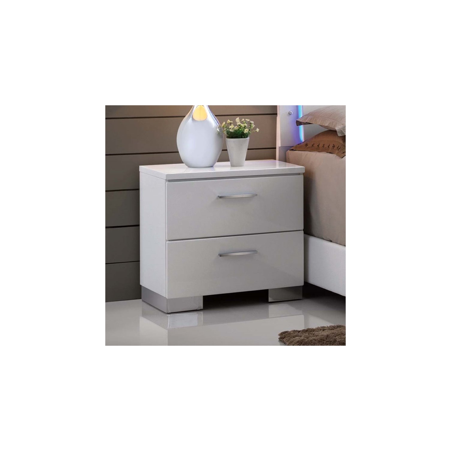 Bowery Hill 2 Drawer Nightstand in White