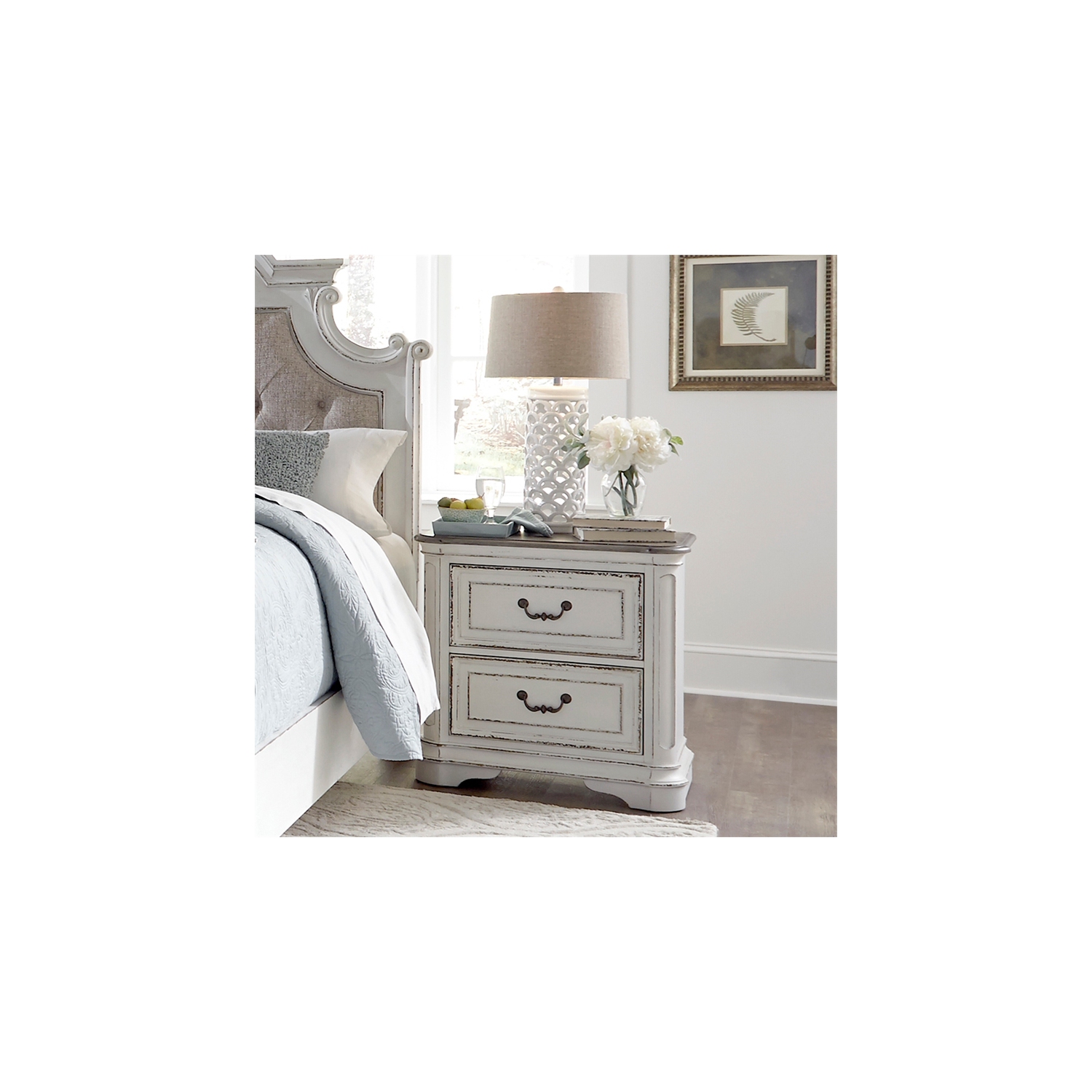 Magnolia Manor White 2 Drawer Night Stand