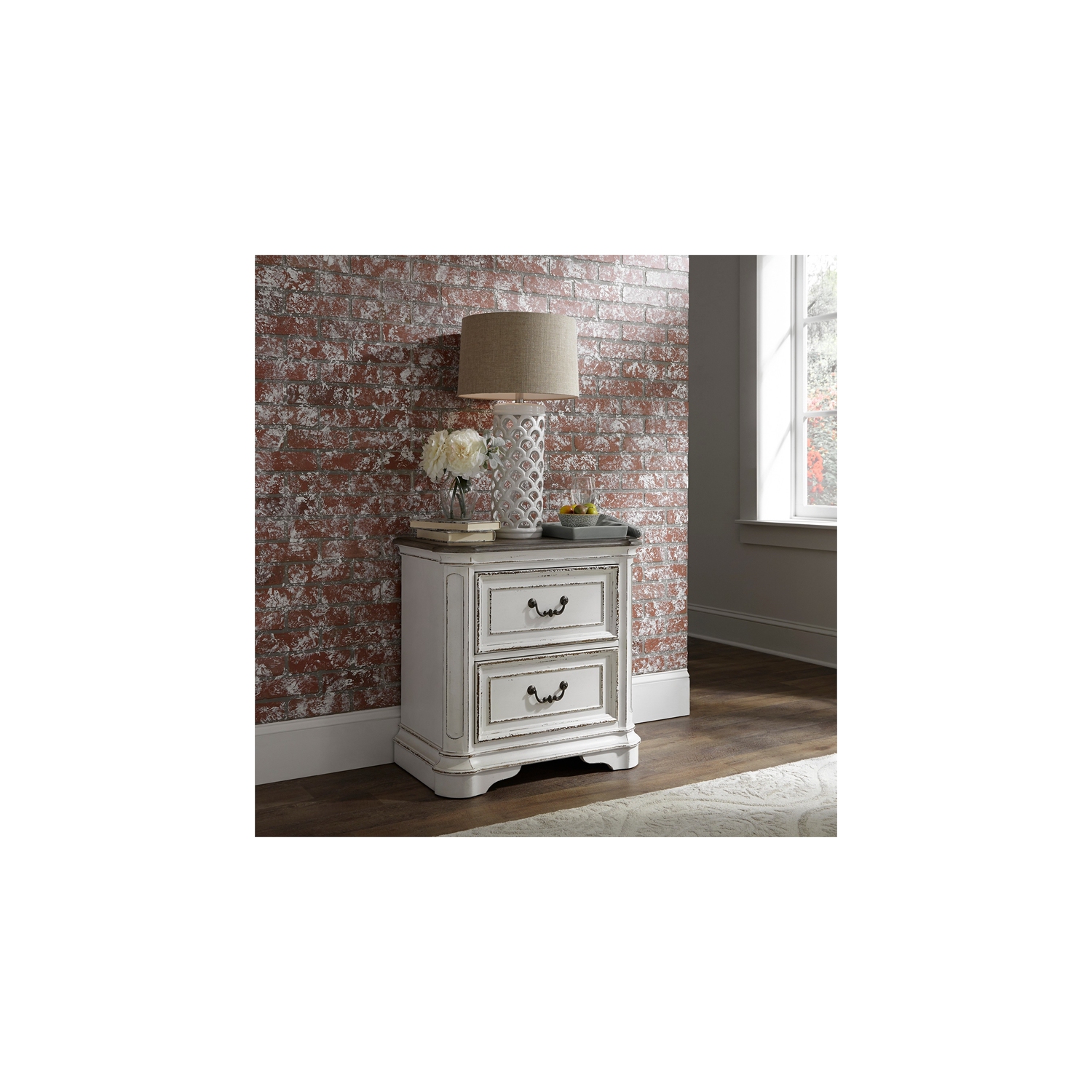 Magnolia Manor White 2 Drawer Night Stand