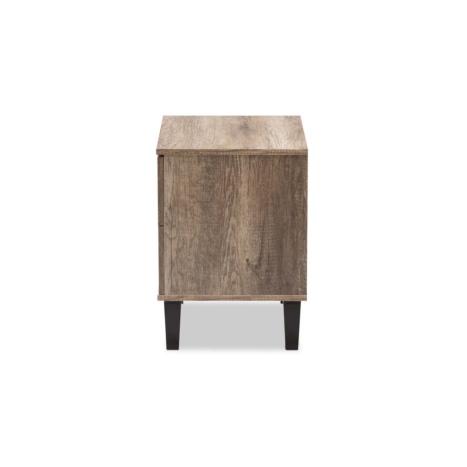 Baxton Studio Swanson Wood 2 Drawer Nightstand in Distressed Oak