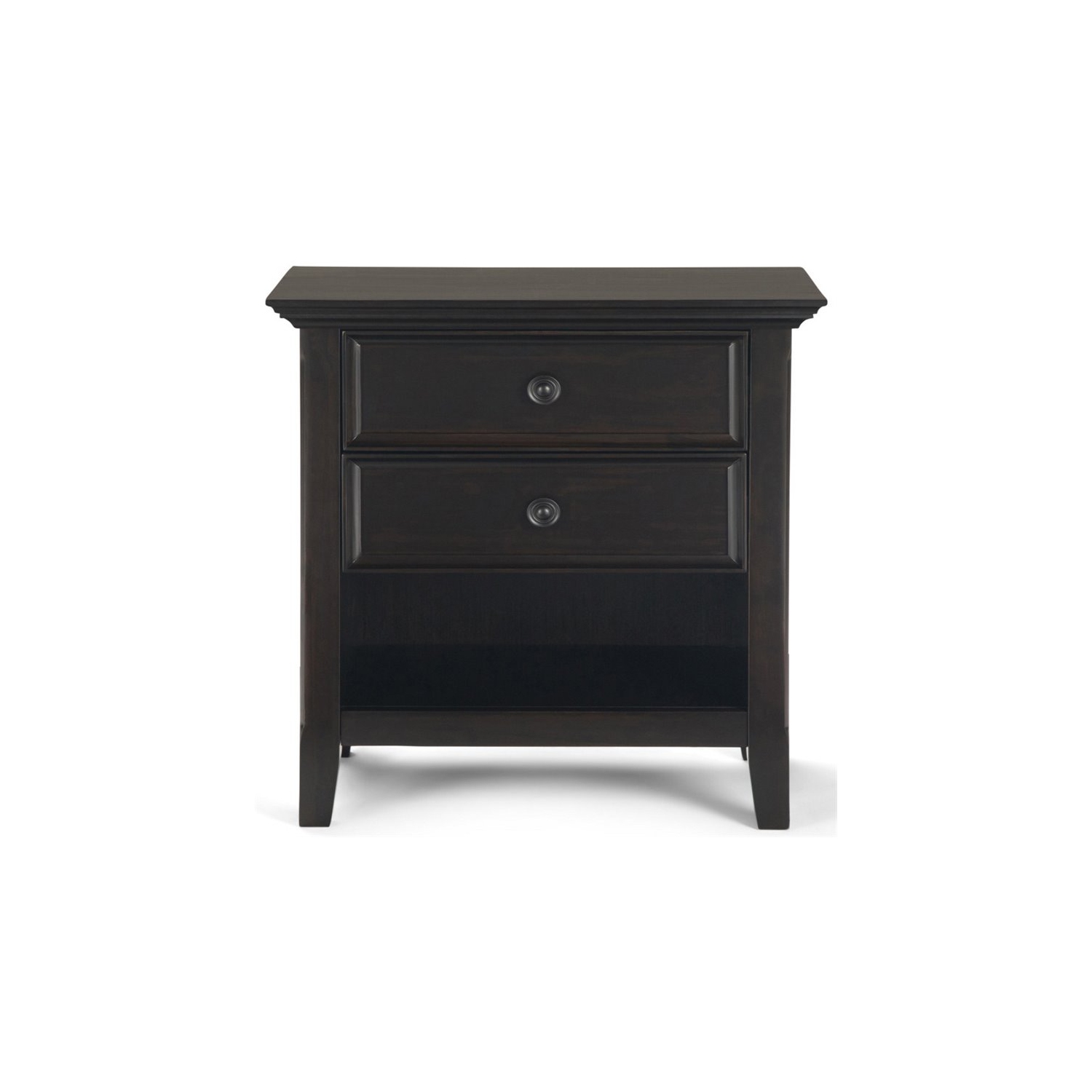 Simpli Home Amherst Wood 24" Transitional Bedside Nightstand Table in Hickory Brown