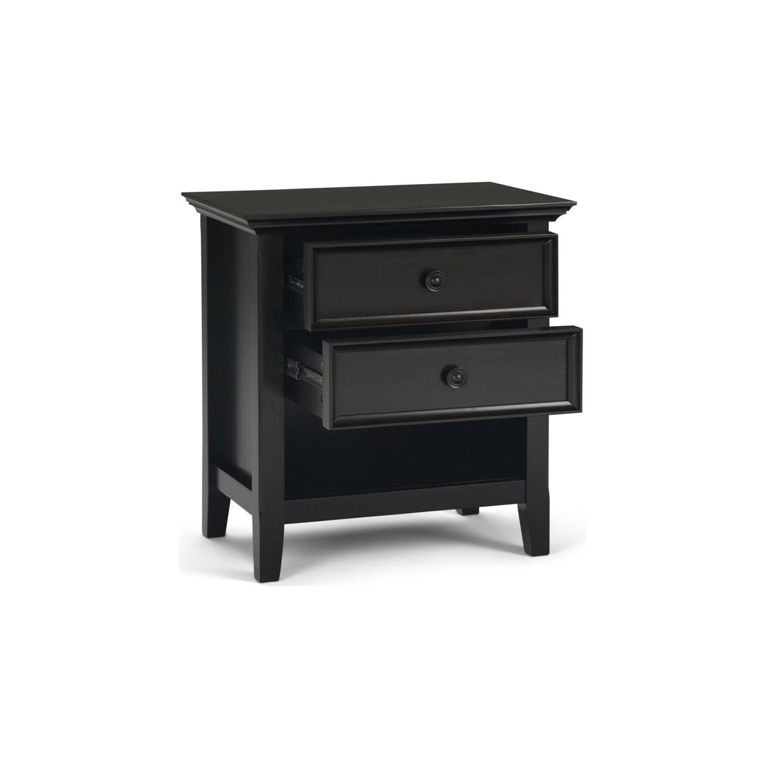 Simpli Home Amherst Wood 24" Transitional Bedside Nightstand Table in Hickory Brown