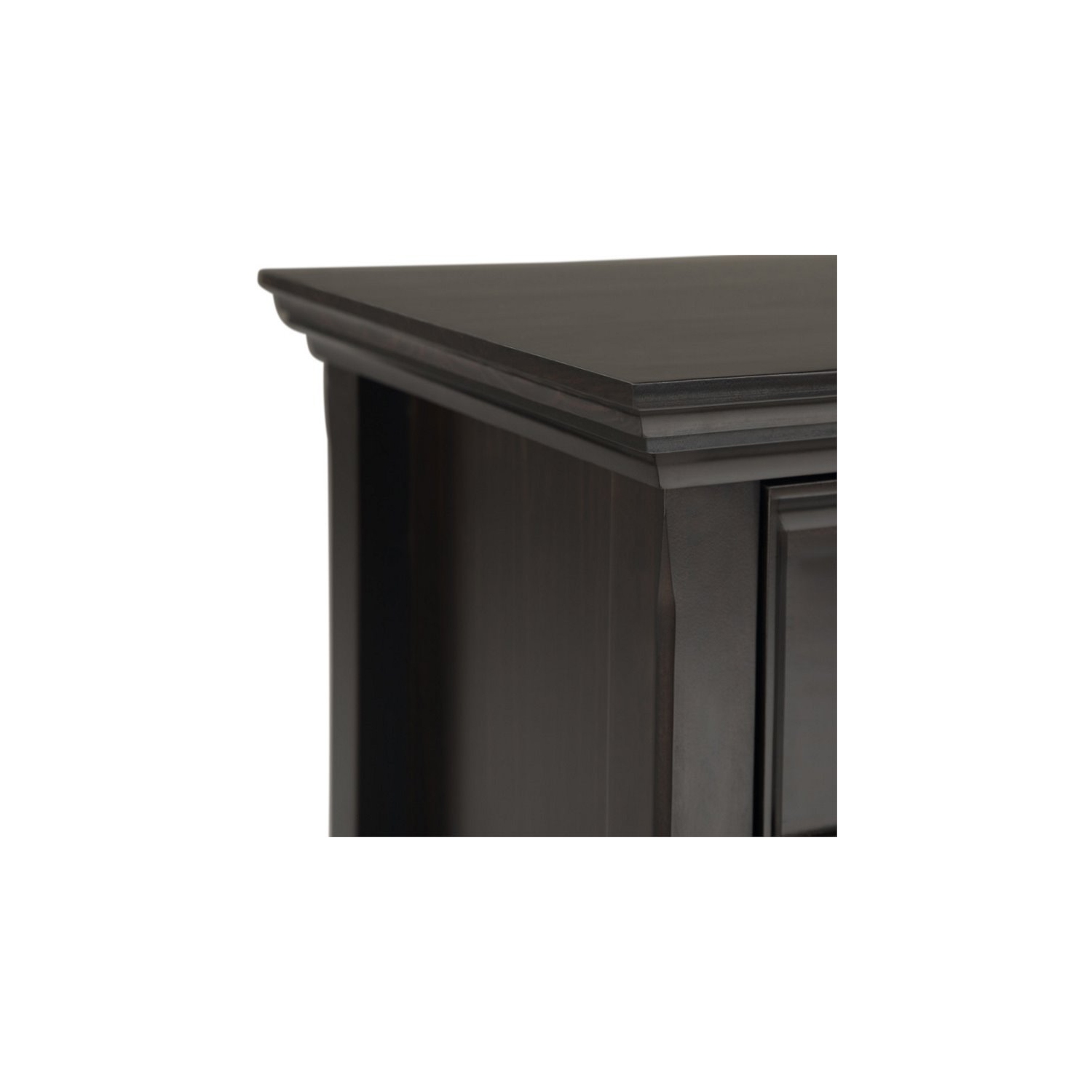 Simpli Home Amherst Wood 24" Transitional Bedside Nightstand Table in Hickory Brown