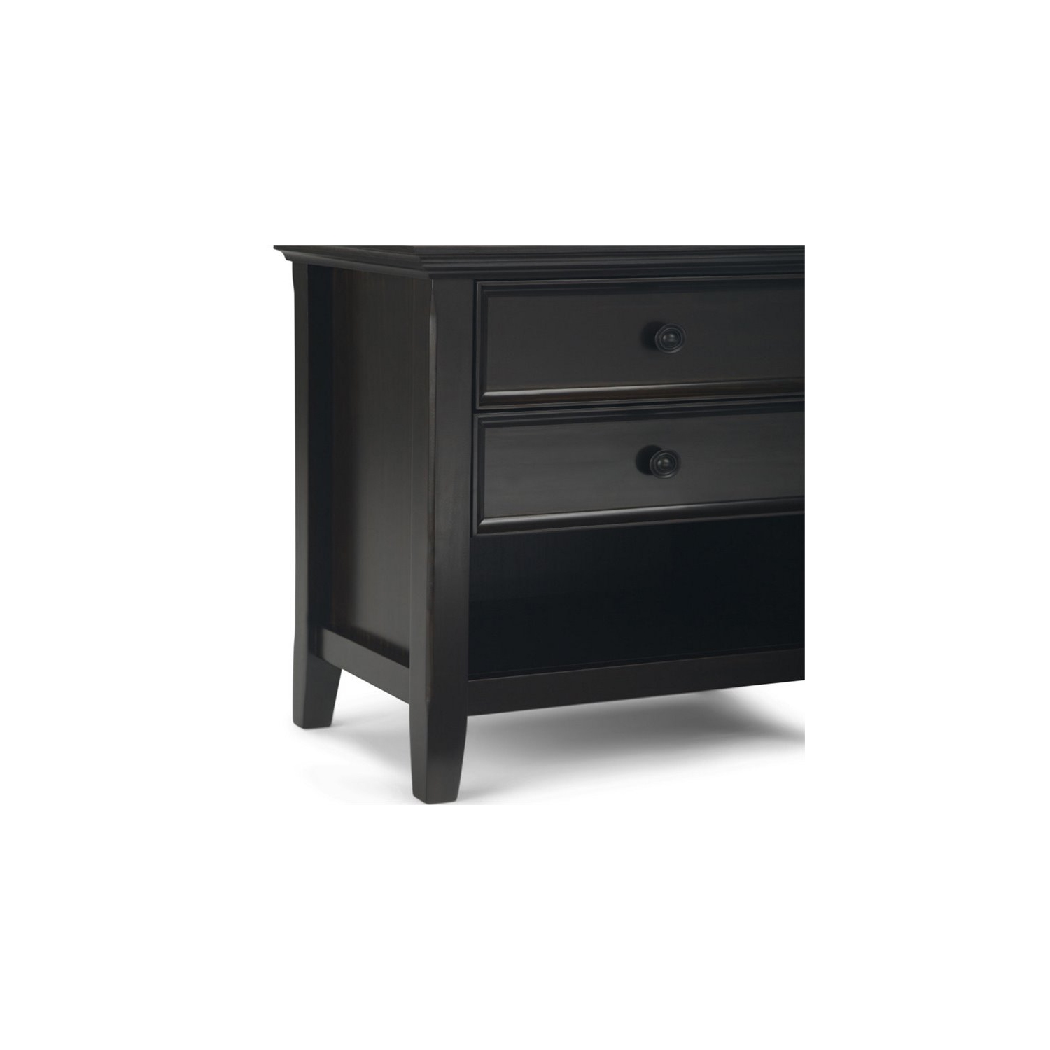 Simpli Home Amherst Wood 24" Transitional Bedside Nightstand Table in Hickory Brown