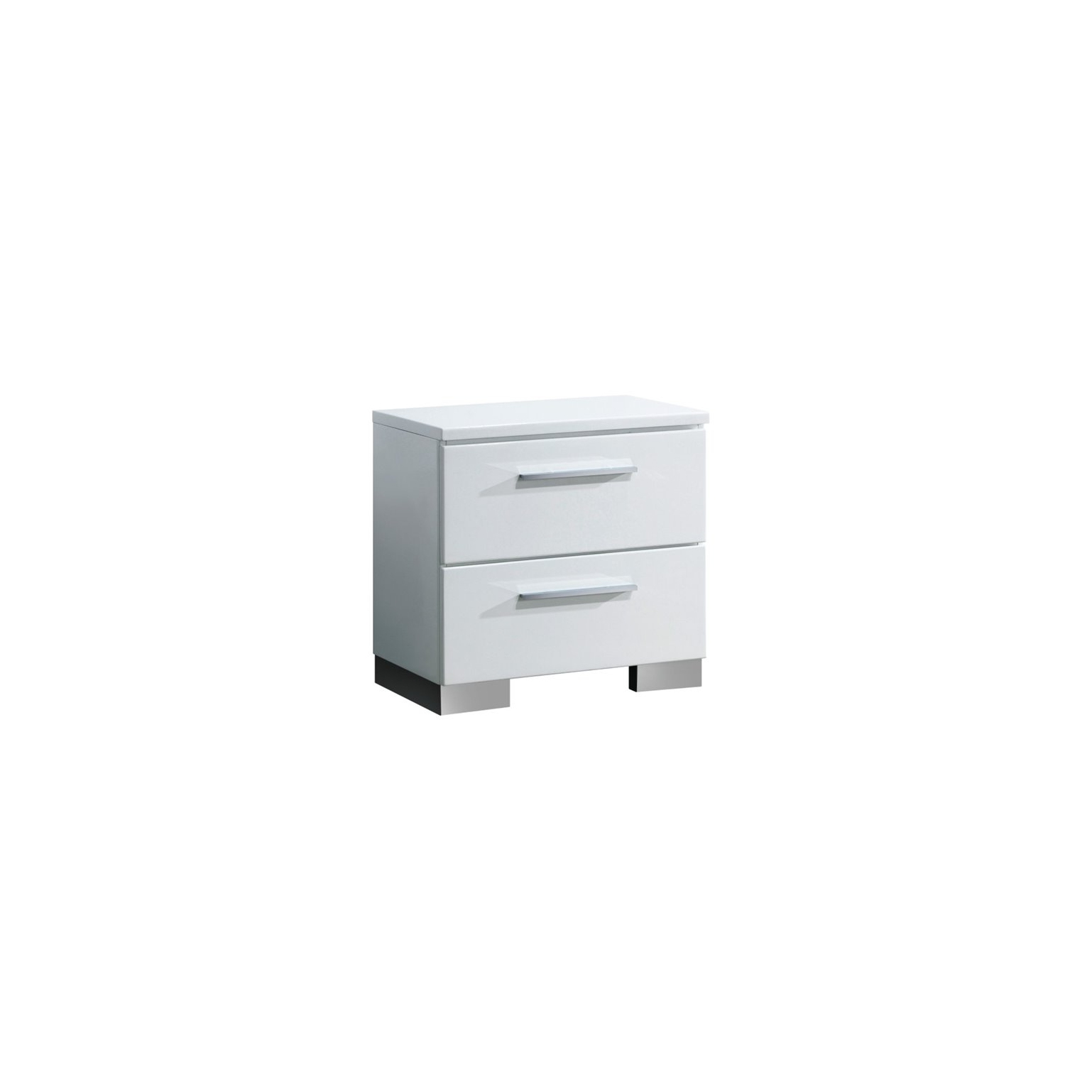 Furniture of America Rayland Solid Wood 2-Drawer Nightstand in Glossy White