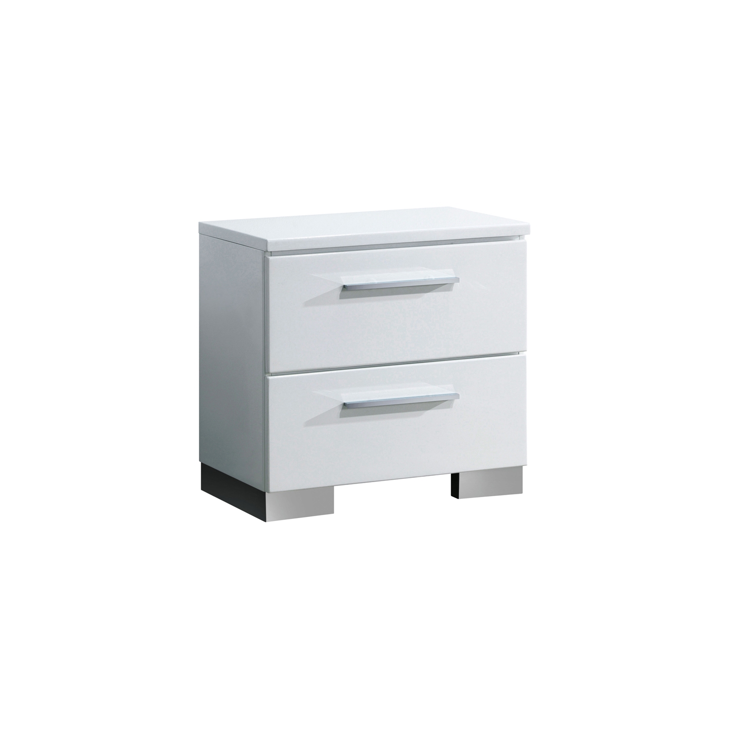 Furniture of America Rayland Solid Wood 2-Drawer Nightstand in Glossy White