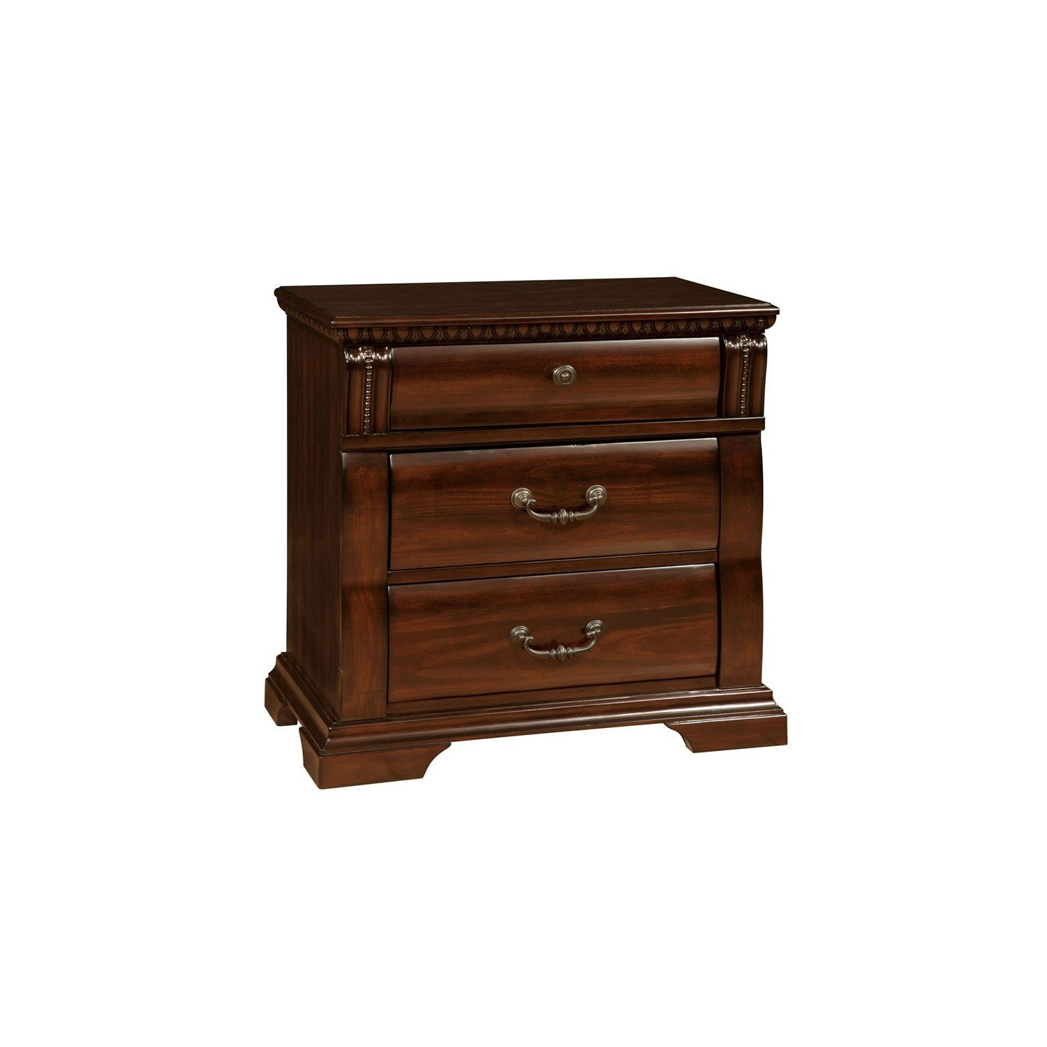 Furniture of America Oulette Transitional Wood 3-Drawer Nightstand in Cherry