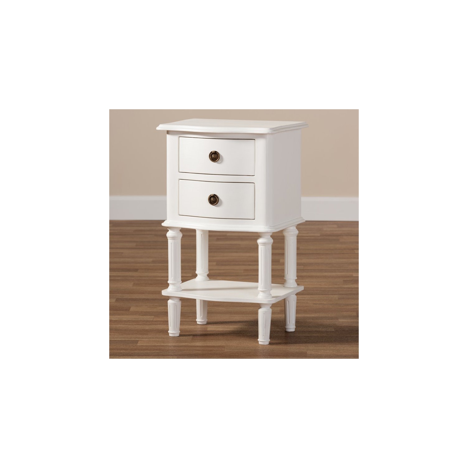Baxton Studio Audrey 2 Drawer Nightstand in White