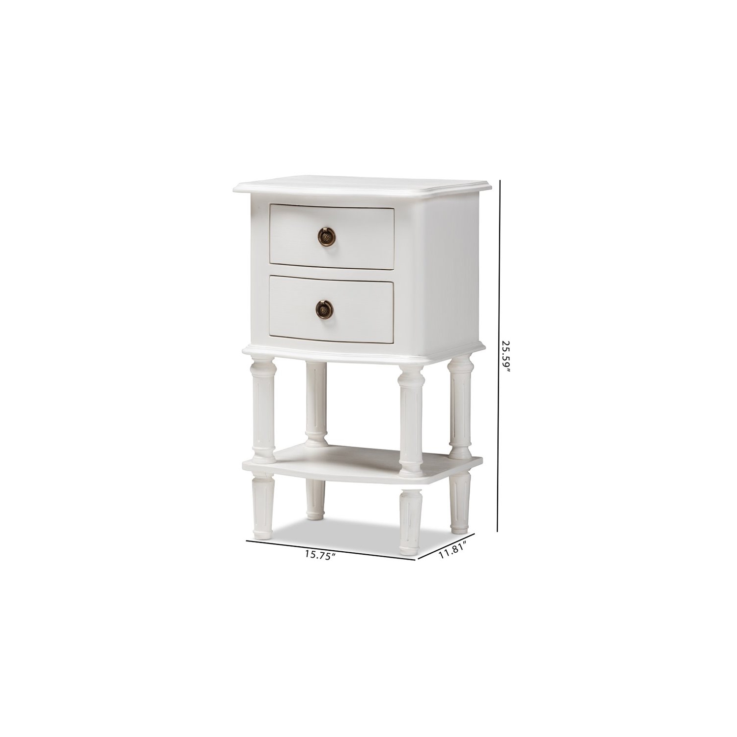 Baxton Studio Audrey 2 Drawer Nightstand in White