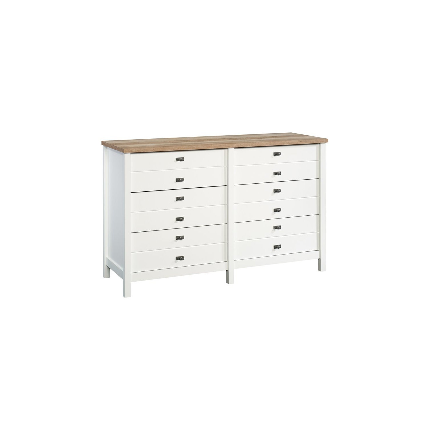 Sauder Cottage Road 6 Drawer Double Dresser in Soft White