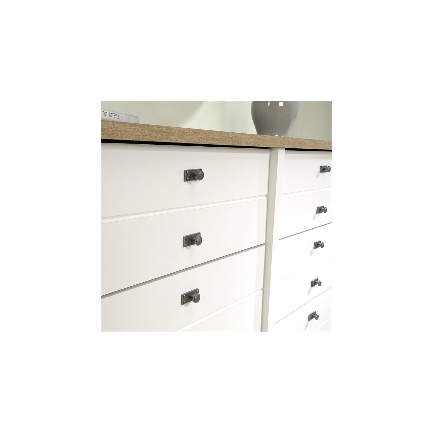 Sauder Cottage Road 6 Drawer Double Dresser in Soft White