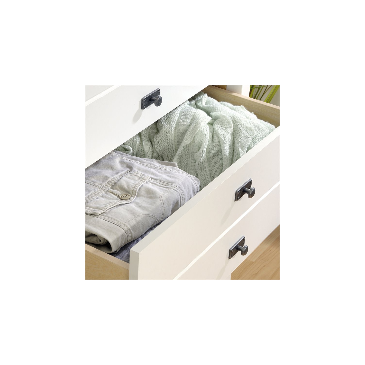 Sauder Cottage Road 6 Drawer Double Dresser in Soft White