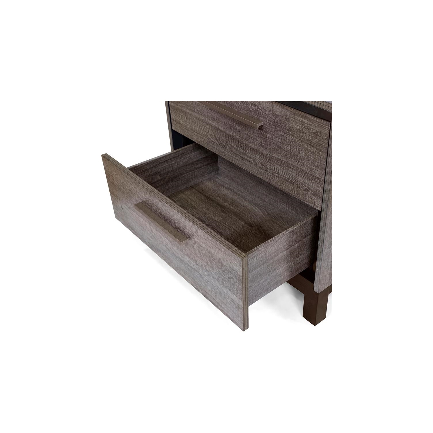 Bowery Hill 2-Drawer Contemporary Wood Nightstand in Antique Gray