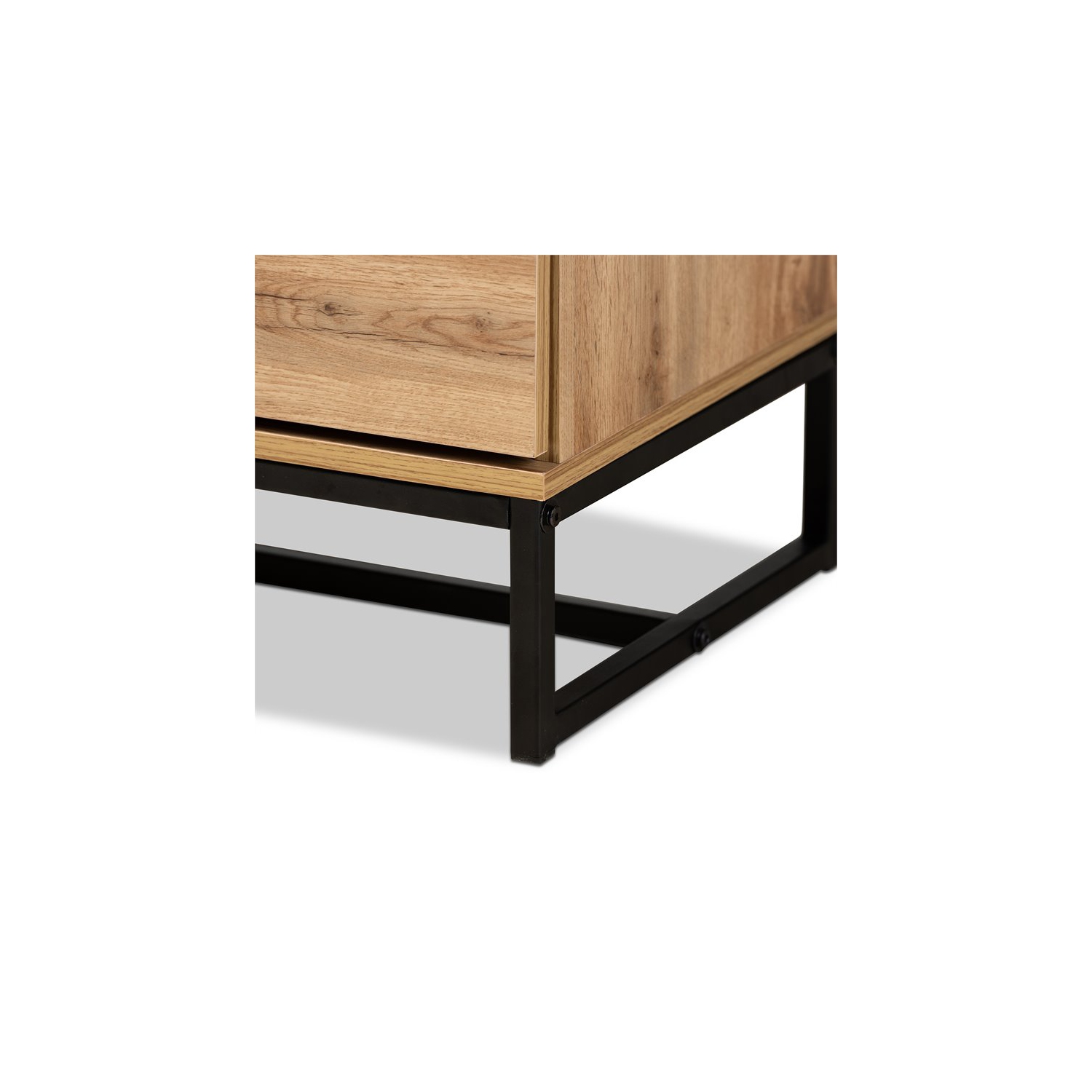 Baxton Studio Reid Industrial Oak Finished Wood Black Metal 4-Drawer Dresser