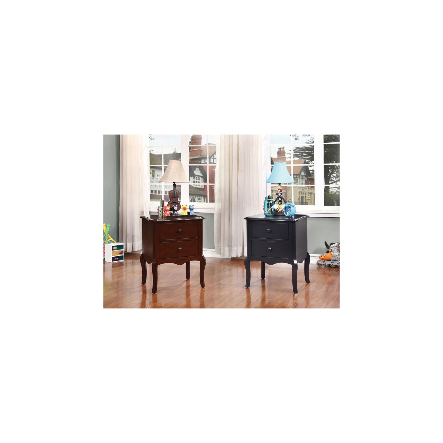 Furniture of America Torrez Traditional Wood 2-Drawer Nightstand in Blue