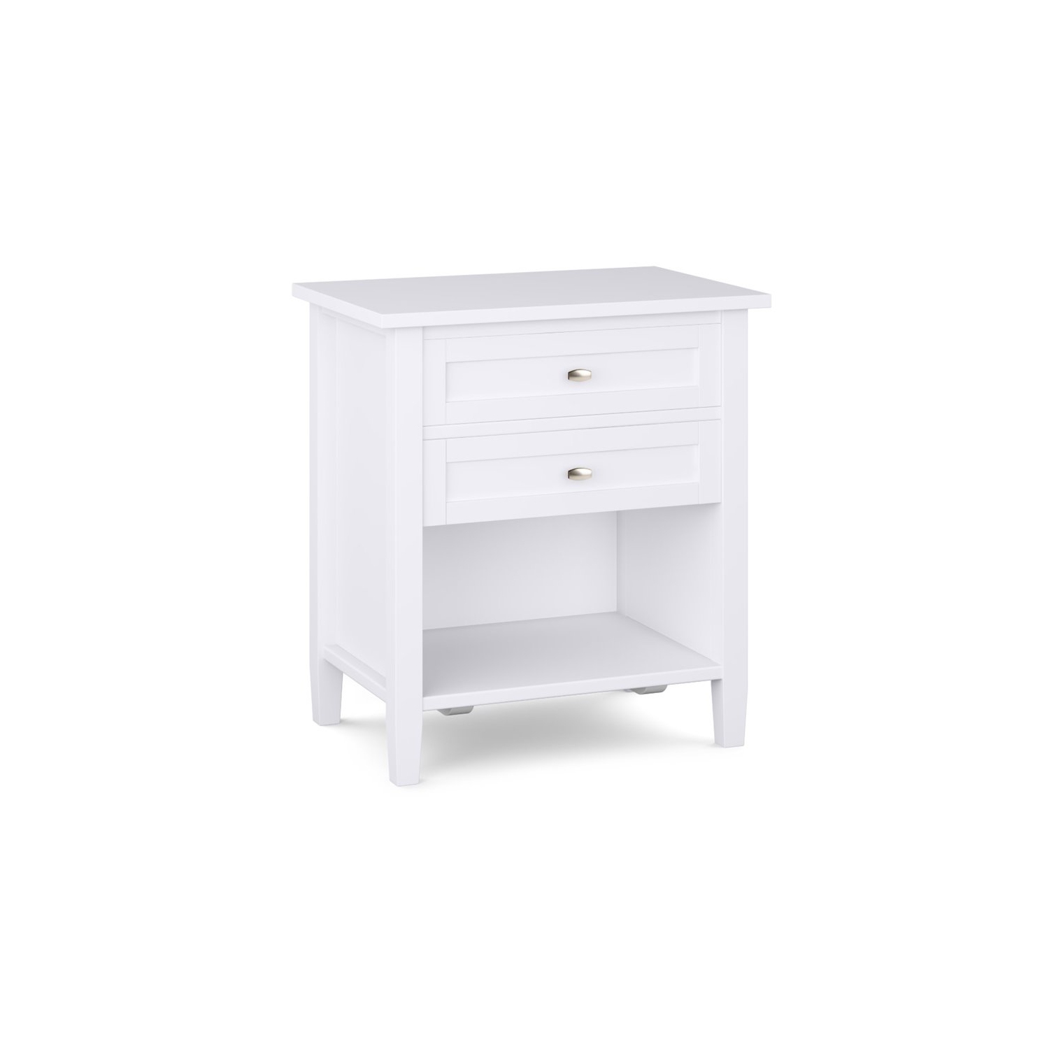 Simpli Home Warm Shaker Wood 24" Transitional Bedside Nightstand Table in White