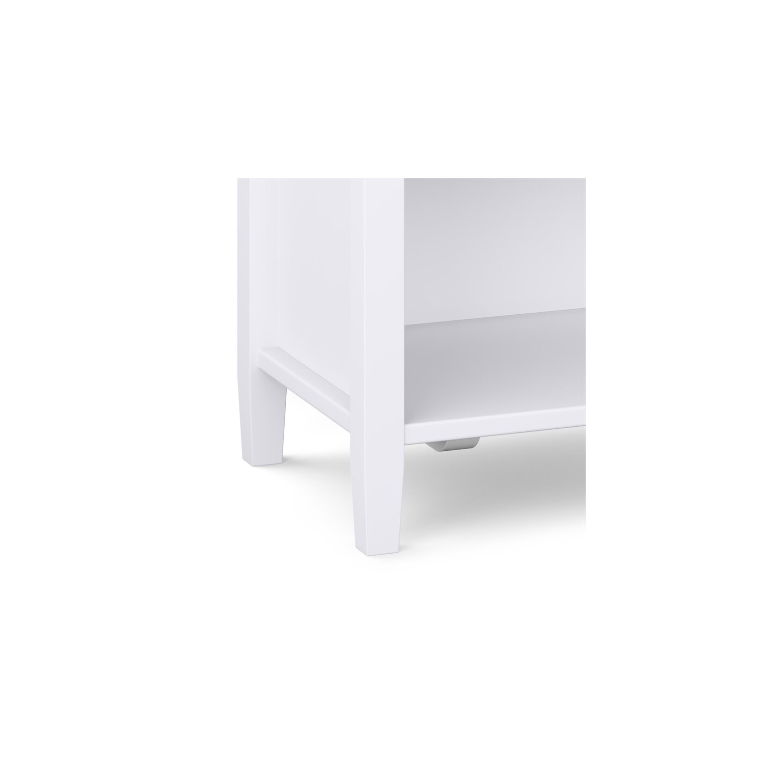 Simpli Home Warm Shaker Wood 24" Transitional Bedside Nightstand Table in White