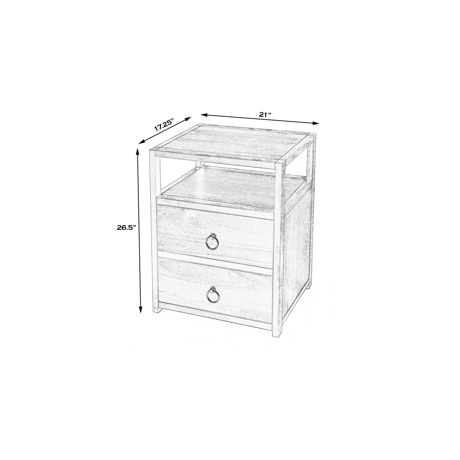 Butler Specialty Company Lark 2-Drawer Wood Nightstand - Natural