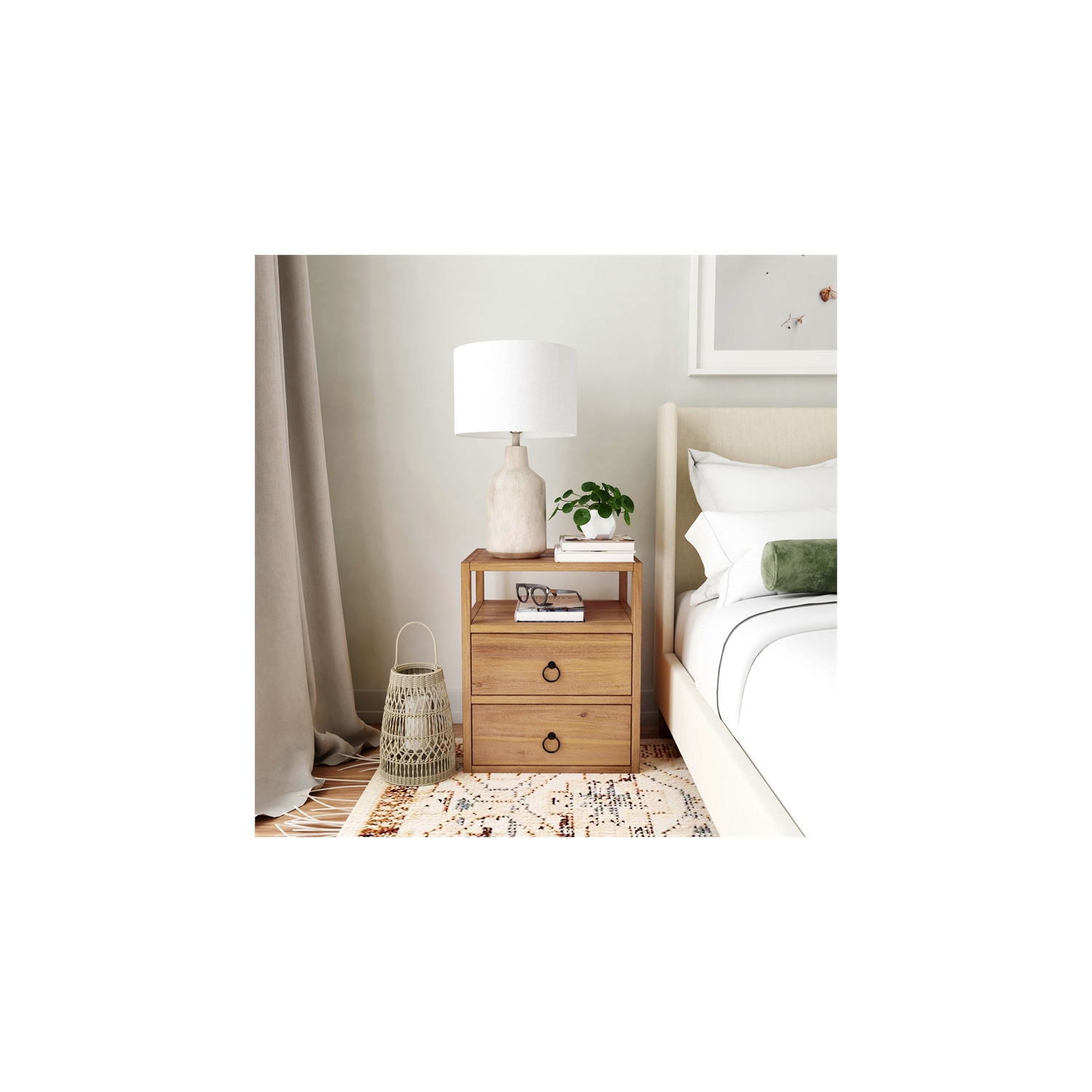 Butler Specialty Company Lark 2-Drawer Wood Nightstand - Natural