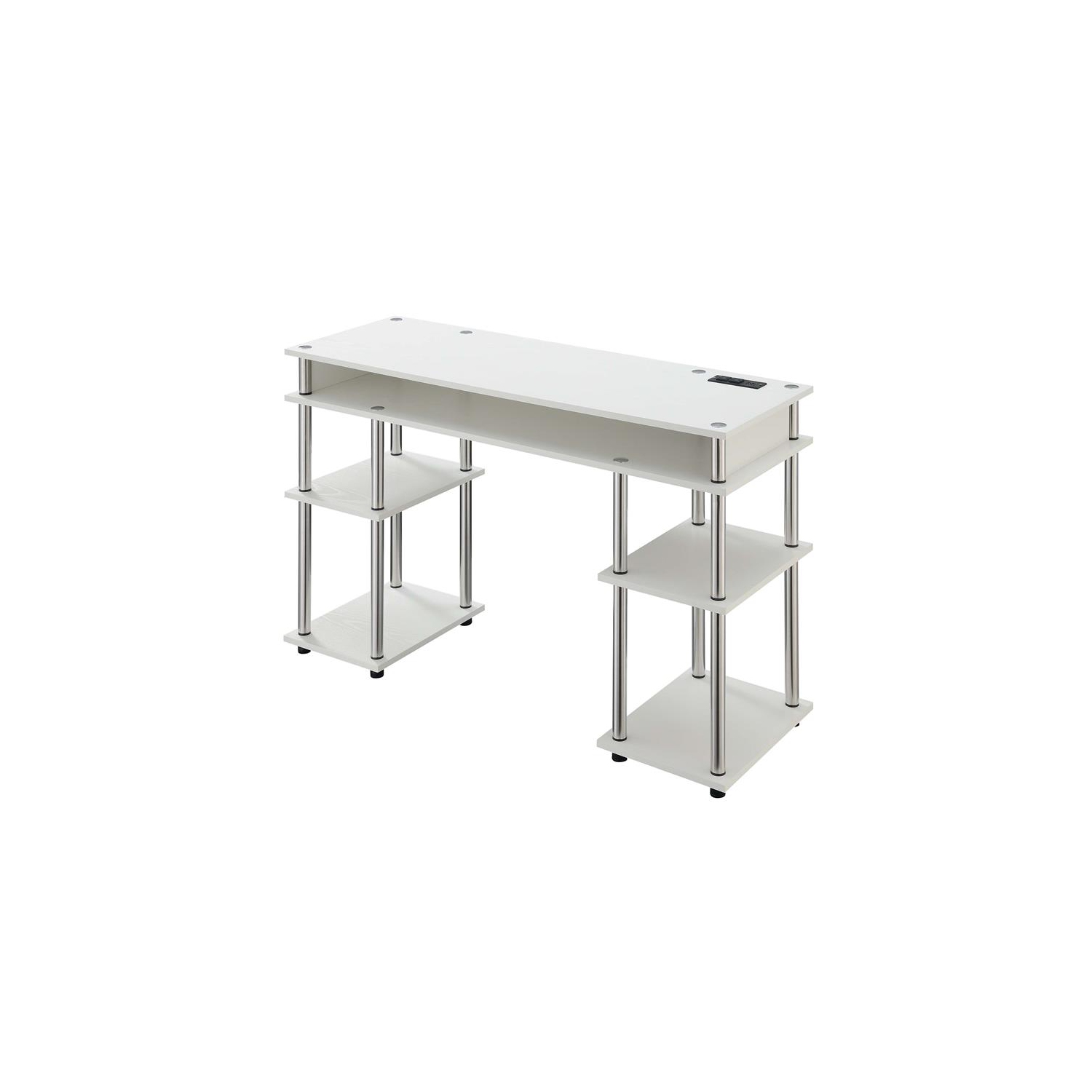 Designs2Go – Bureau d’étudiant sans outils avec station de chargement, fini bois blanc