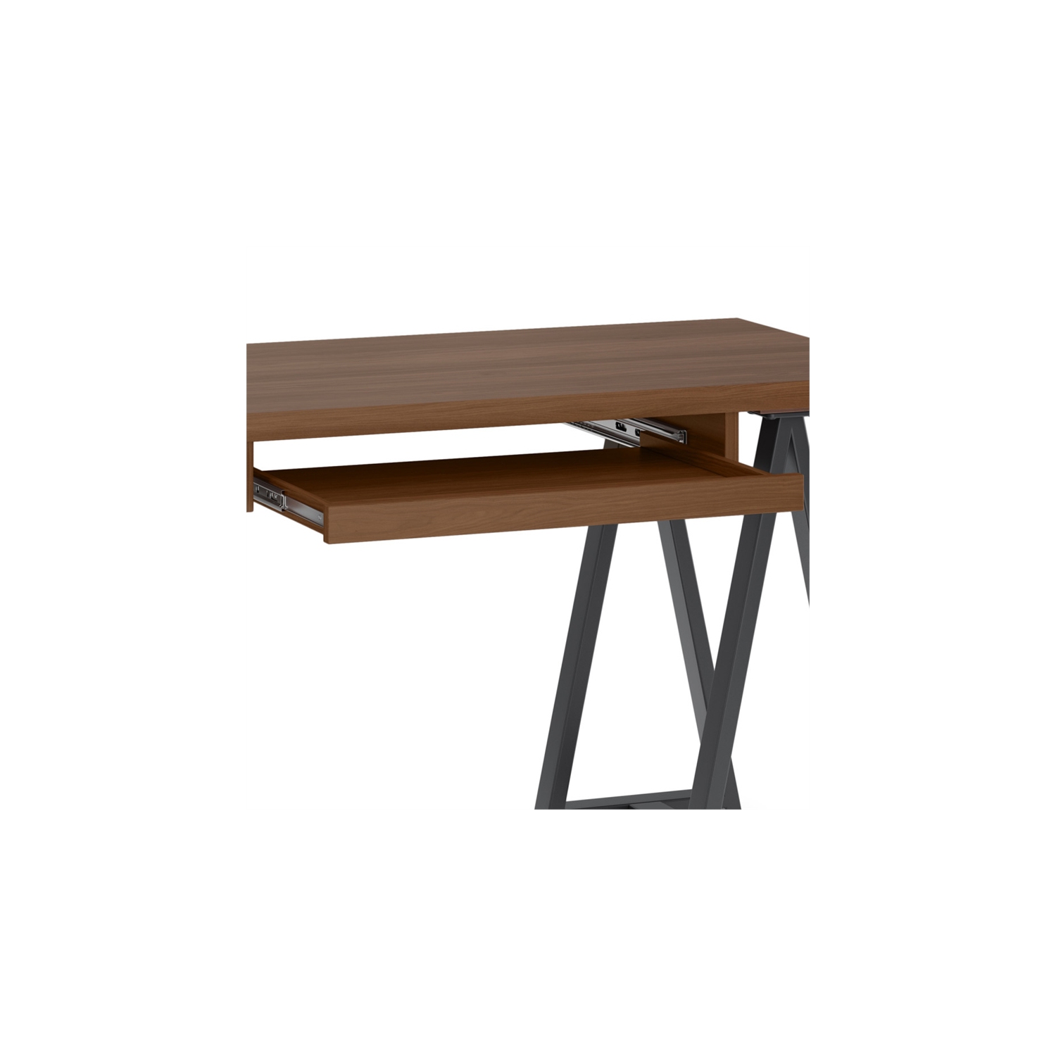 Sawhorse Industrial 50 inch Wide Solid Walnut Veneer and Metal Small Desk