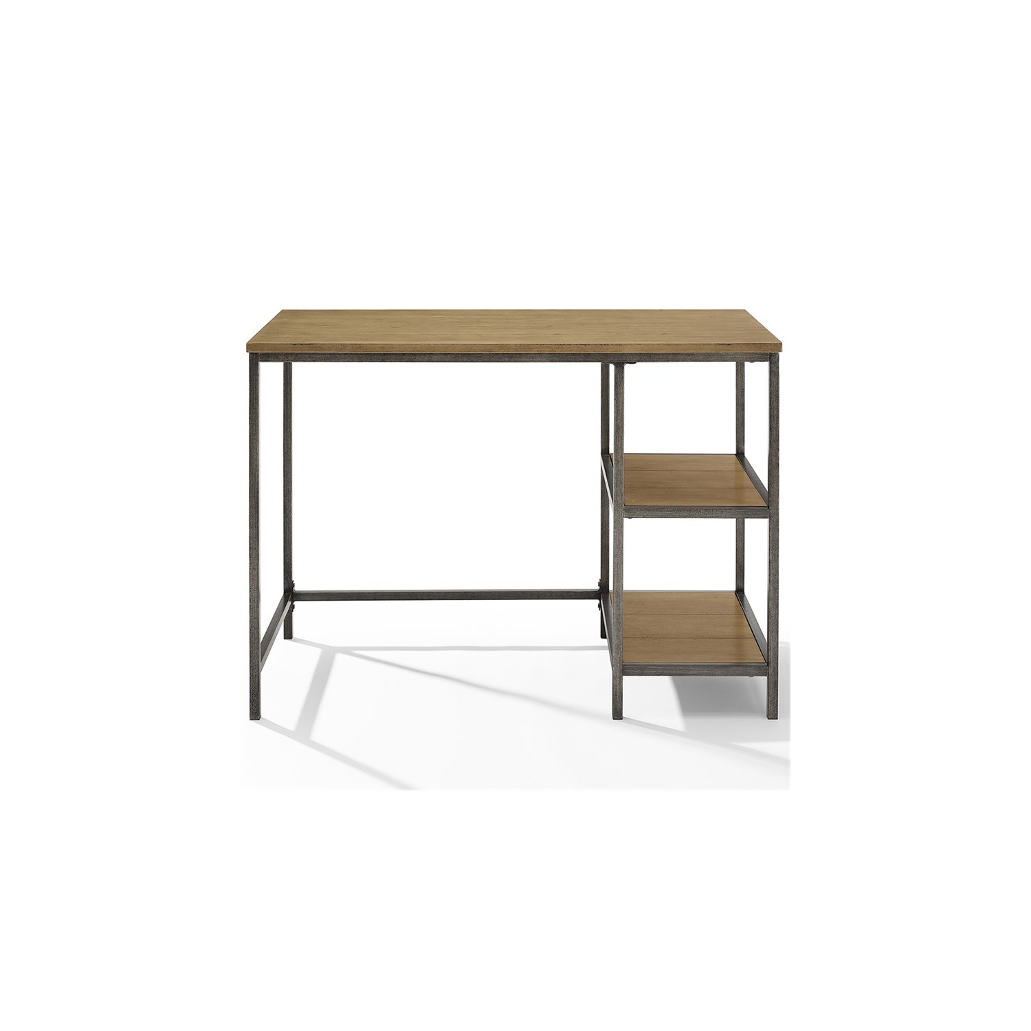 Crosley Brooke Industrial Writing Desk in Washed Oak and Antique Bronze
