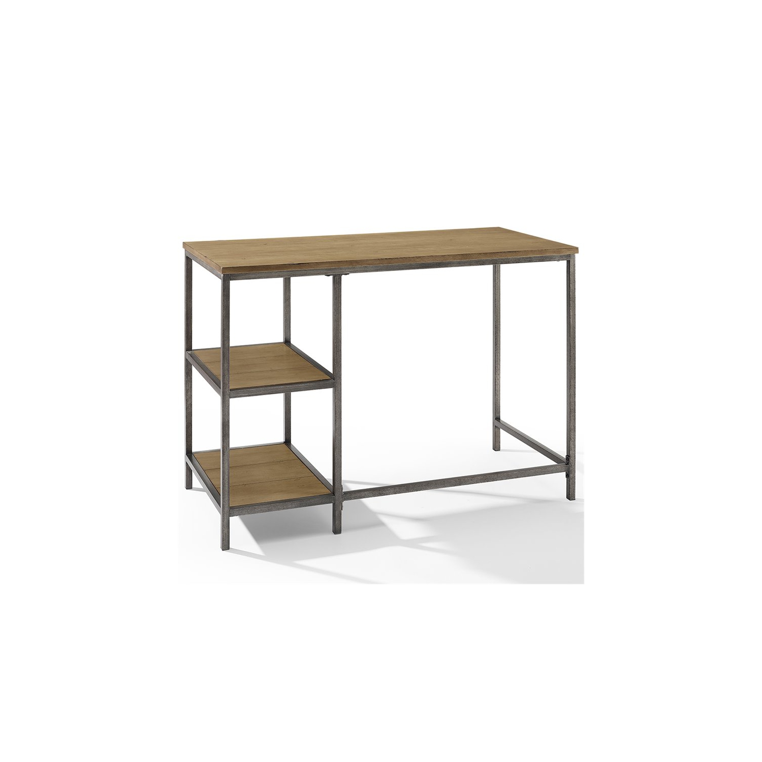 Crosley Brooke Industrial Writing Desk in Washed Oak and Antique Bronze
