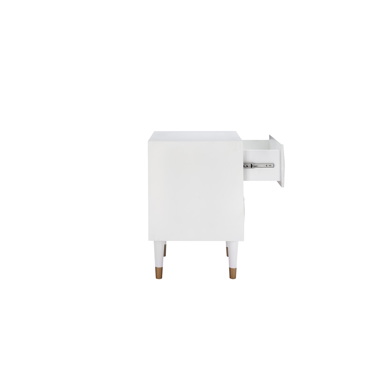 Linon Alick Two Drawer Wood Geo Texture Nightstand in White