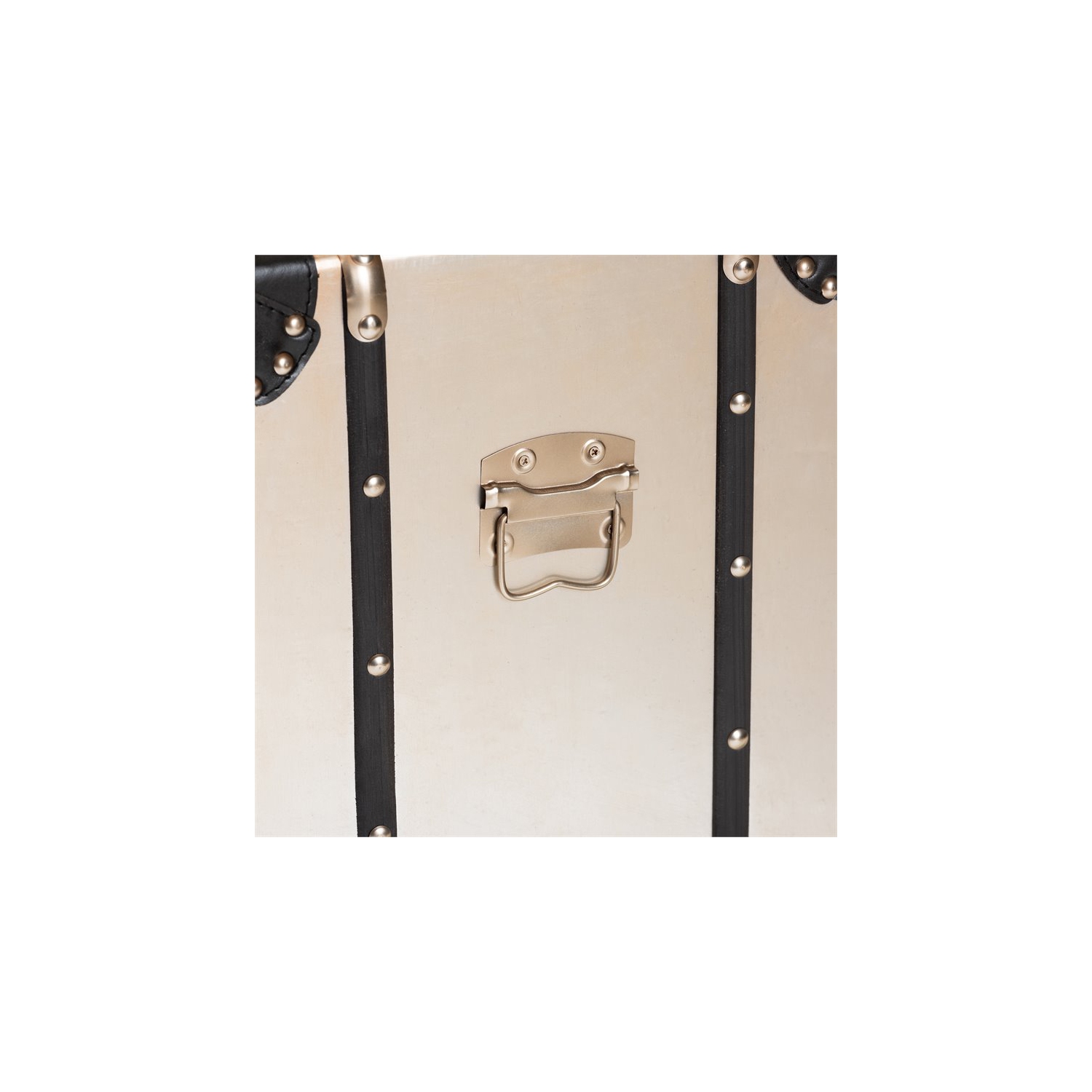 Baxton Studio Dilan Antique Silver Metal Trunk Inspired 3-Drawer End Table