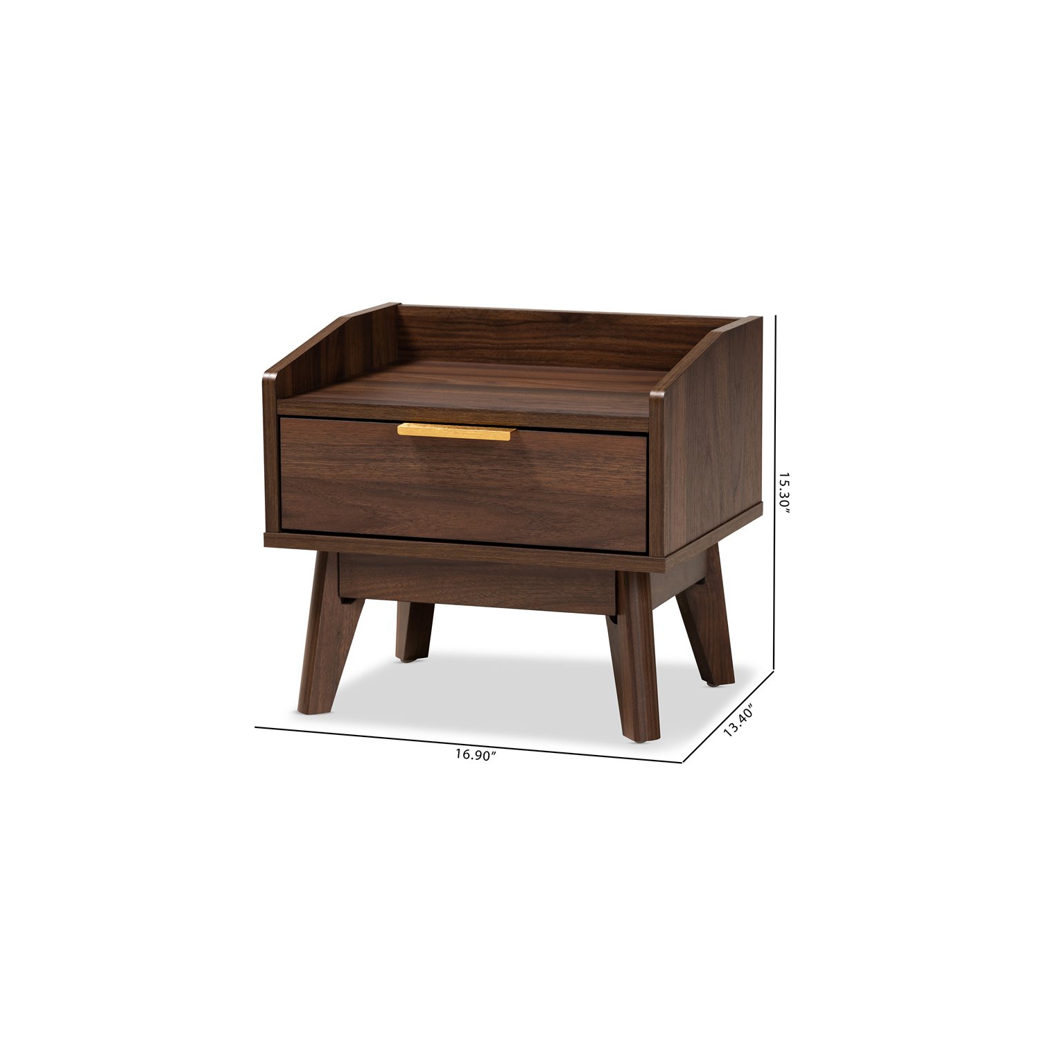 Baxton Studio Mid-Century Lena 1-Drawer Wood Nightstand in Walnut Brown