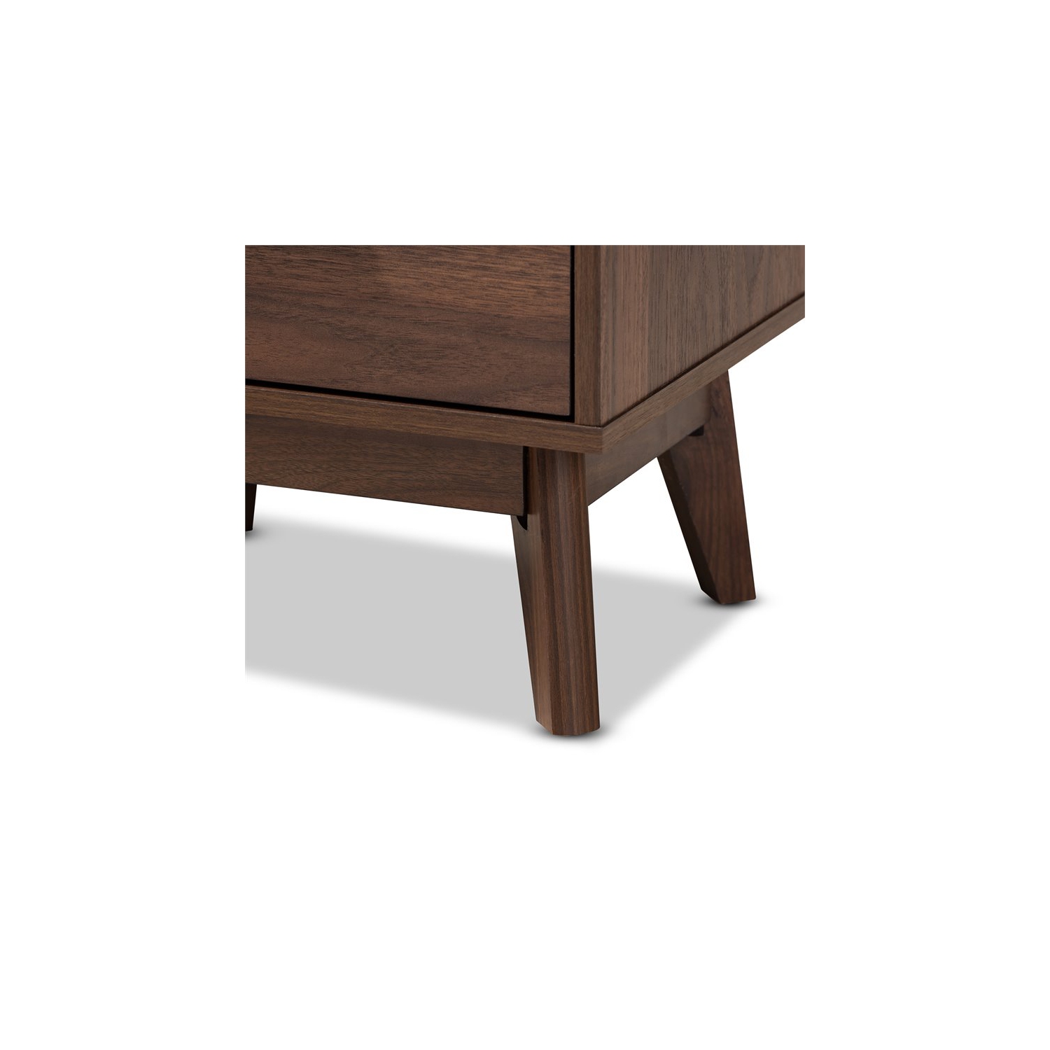Baxton Studio Mid-Century Lena 1-Drawer Wood Nightstand in Walnut Brown