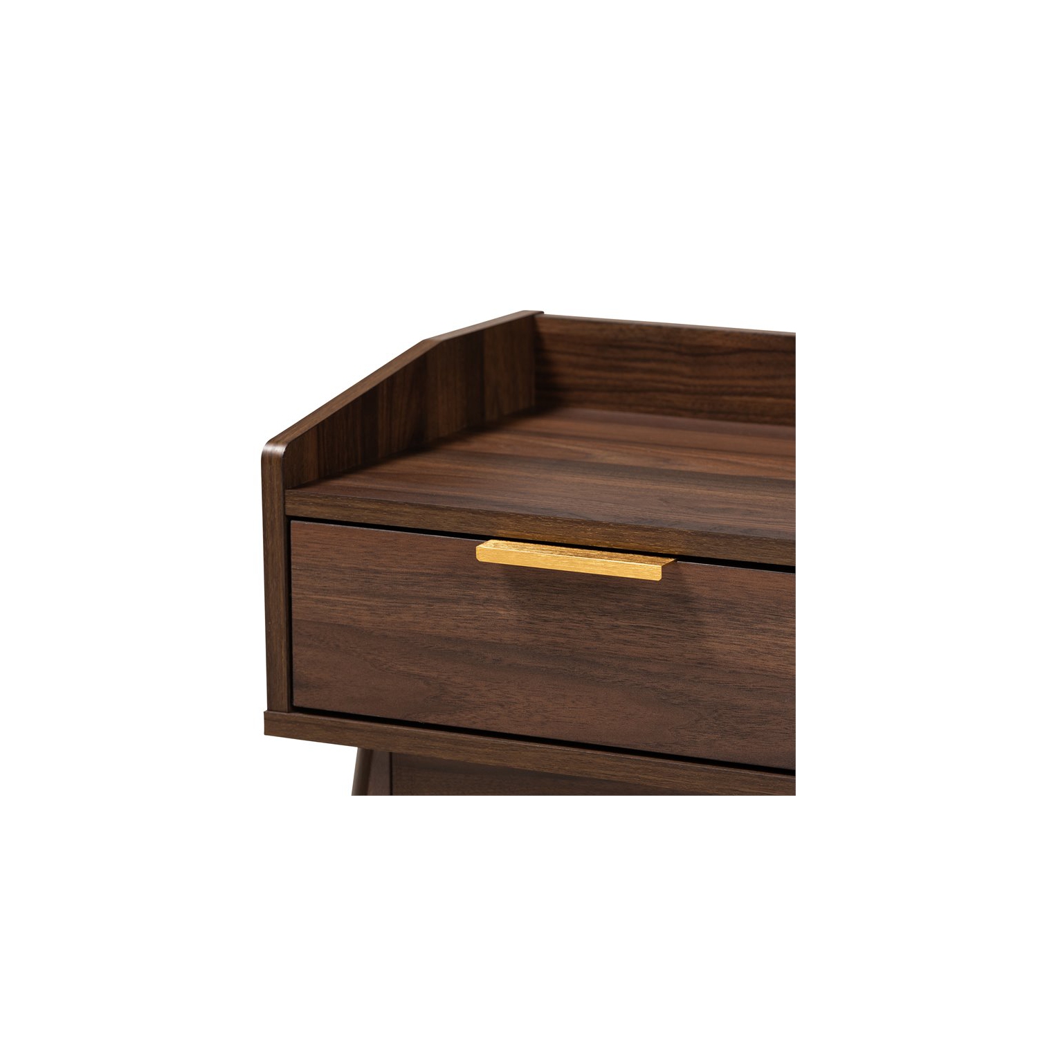 Baxton Studio Mid-Century Lena 1-Drawer Wood Nightstand in Walnut Brown