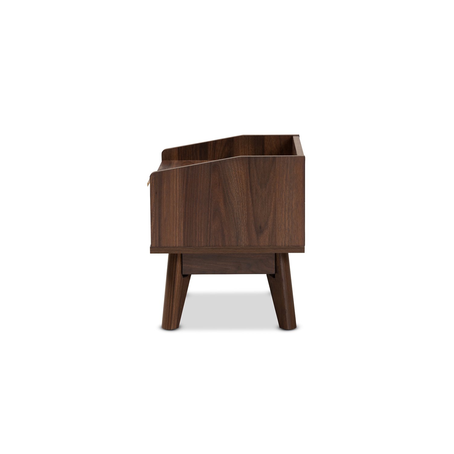 Baxton Studio Mid-Century Lena 1-Drawer Wood Nightstand in Walnut Brown