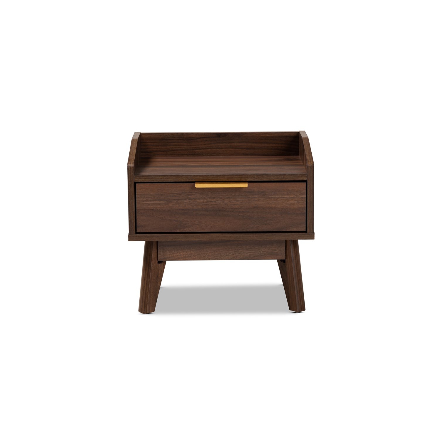 Baxton Studio Mid-Century Lena 1-Drawer Wood Nightstand in Walnut Brown
