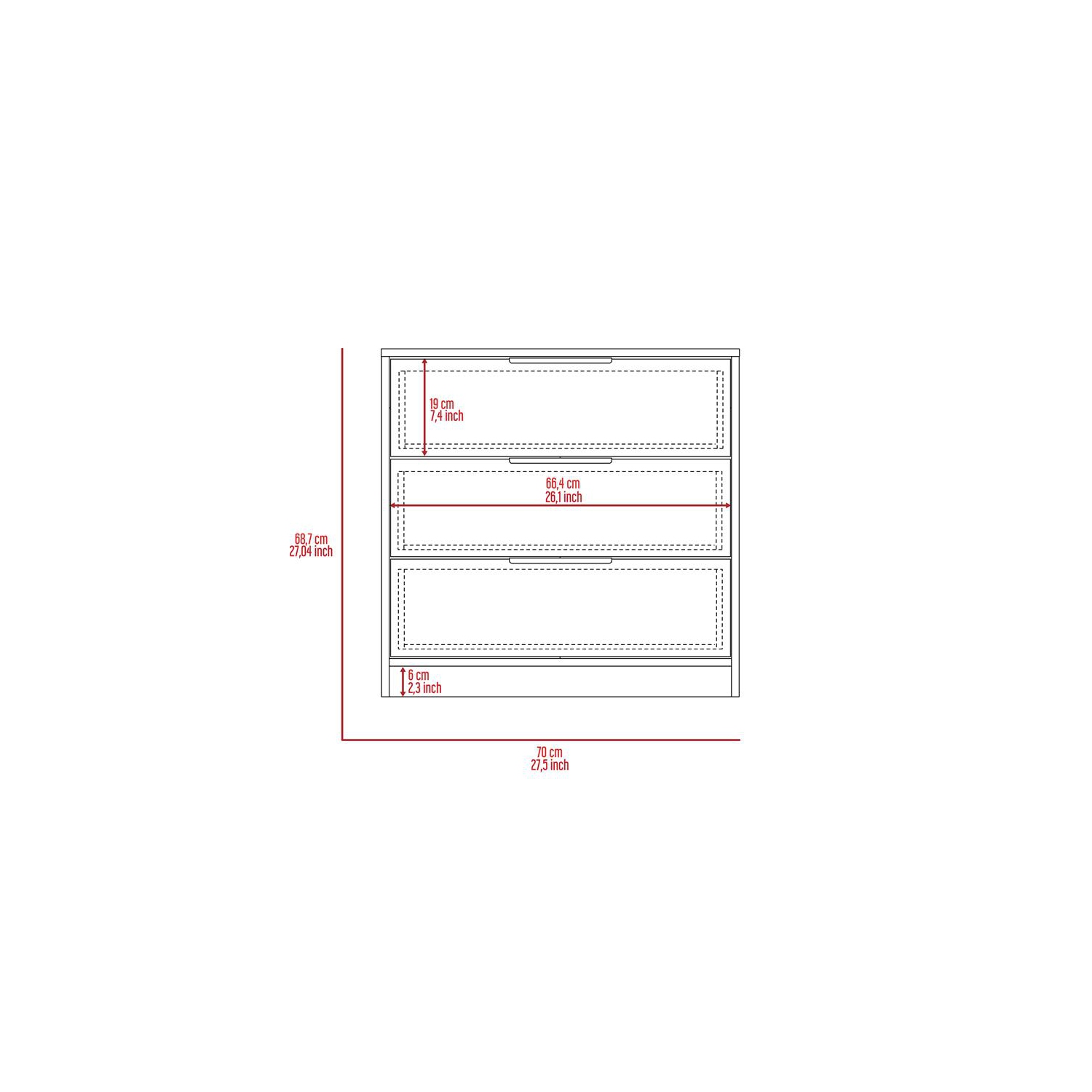 Bowery Hill 3 Drawers Dresser in Weathered Oak