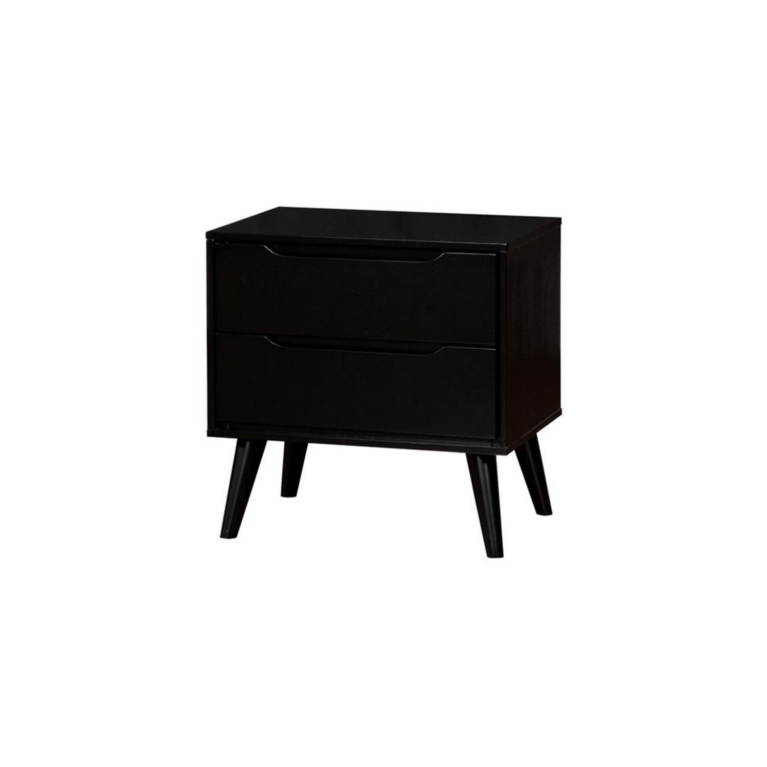 Furniture of America Belkor Mid-Century Modern Wood 2-Drawer Nightstand in Black