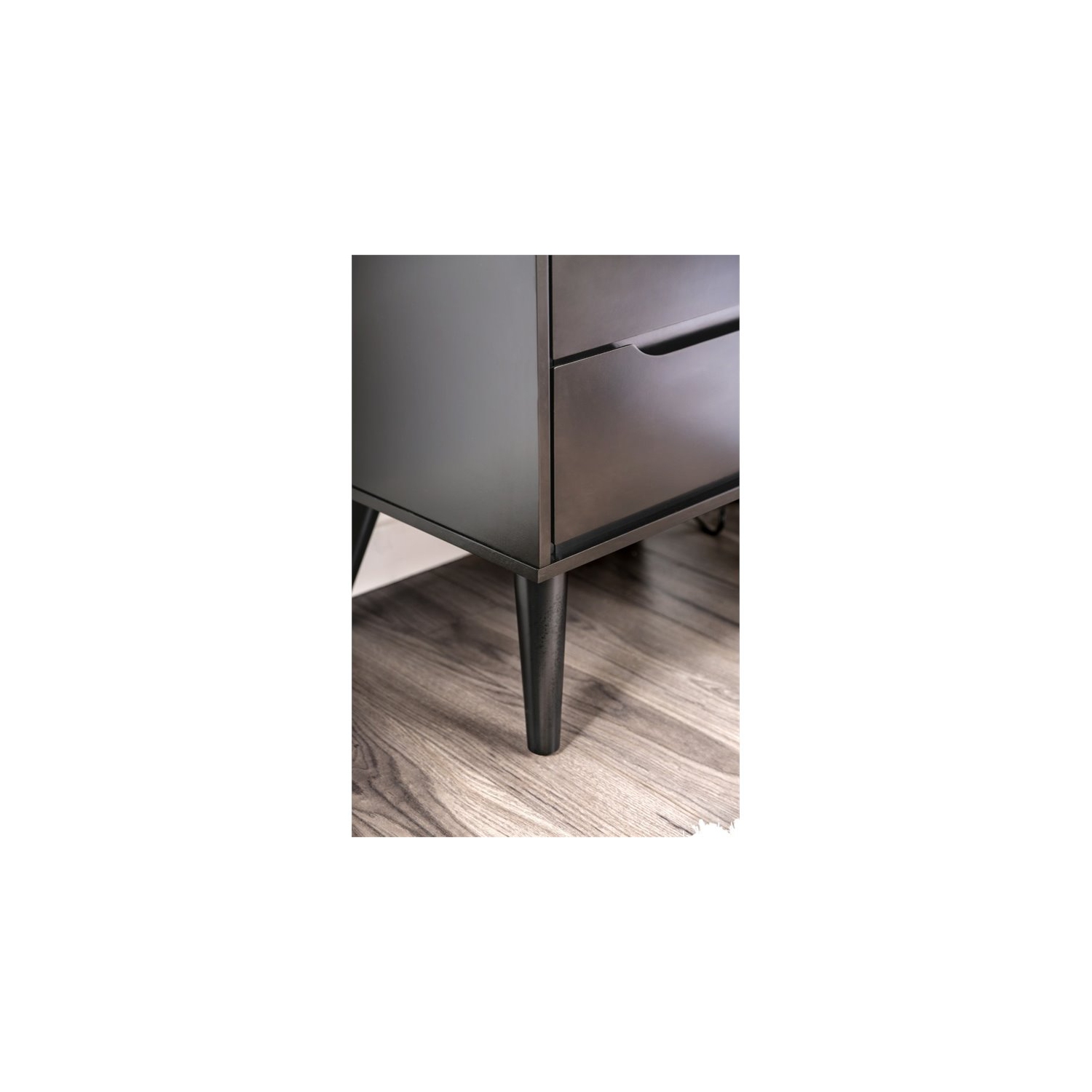 Furniture of America Belkor Mid-Century Modern Wood 2-Drawer Nightstand in Black