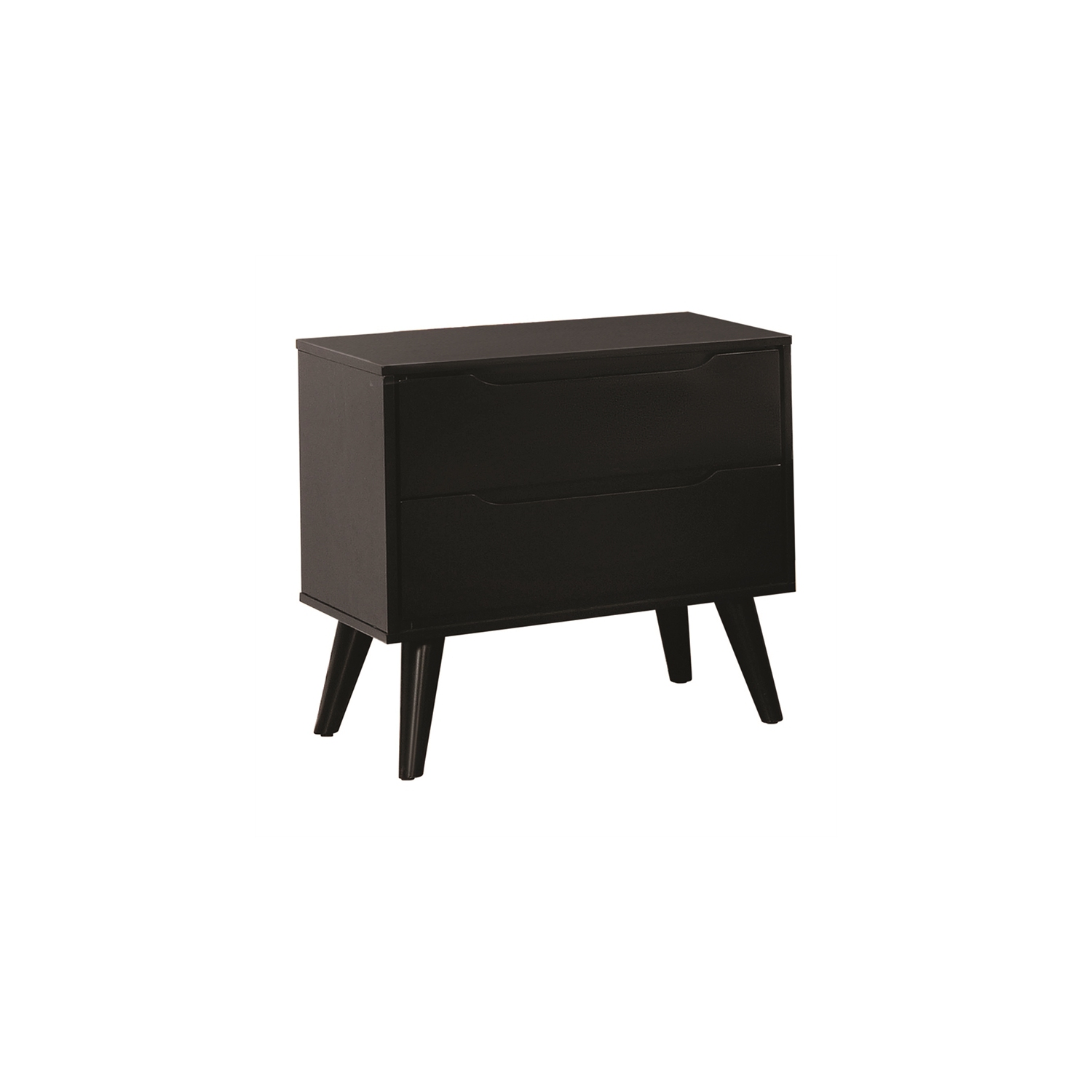 Furniture of America Belkor Mid-Century Modern Wood 2-Drawer Nightstand in Black