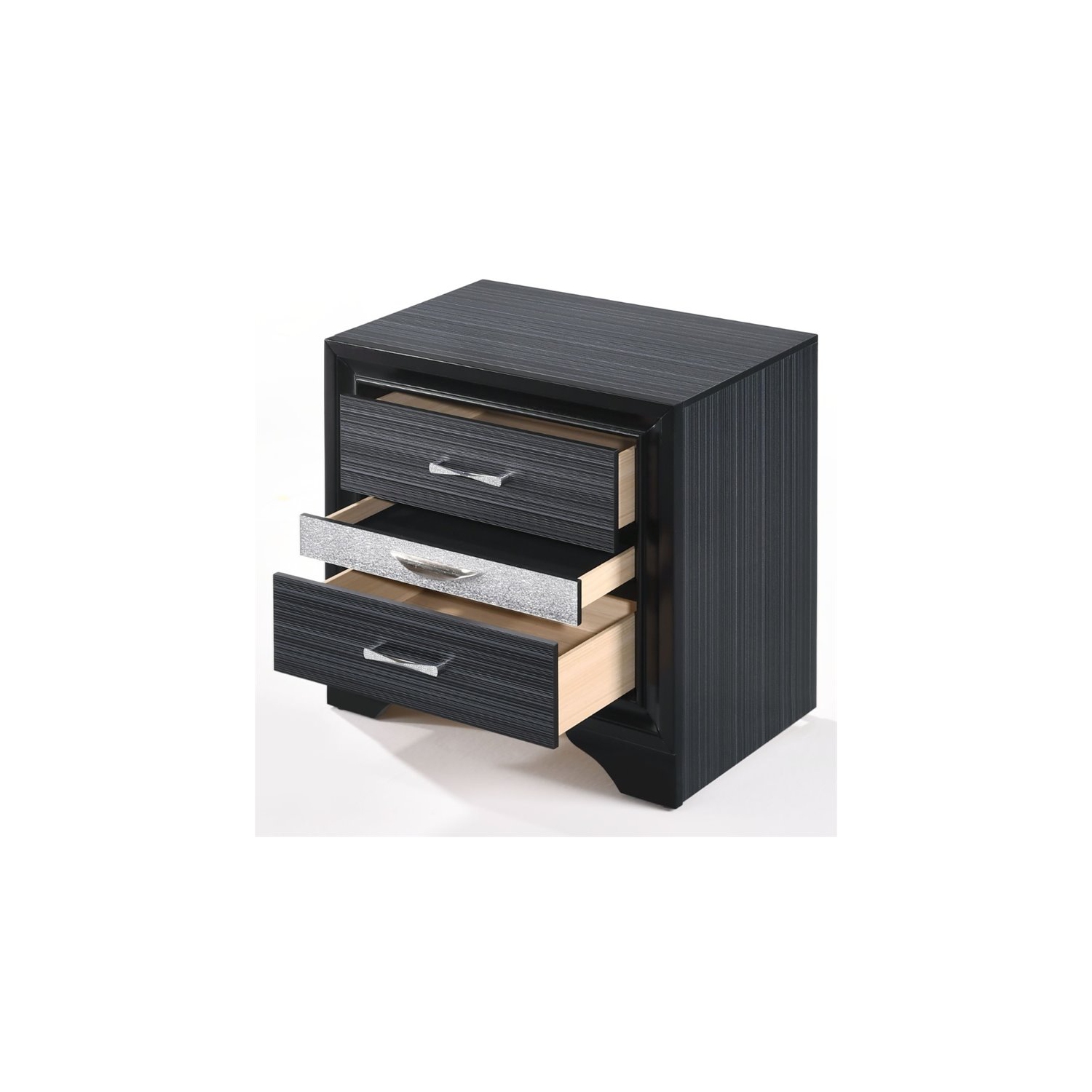 ACME Naima Square 3 Drawers Nightstand in Black