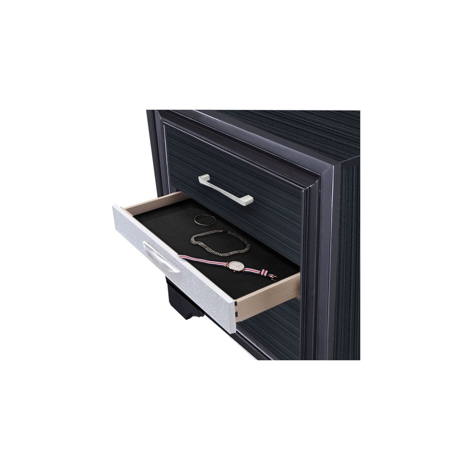 ACME Naima Square 3 Drawers Nightstand in Black