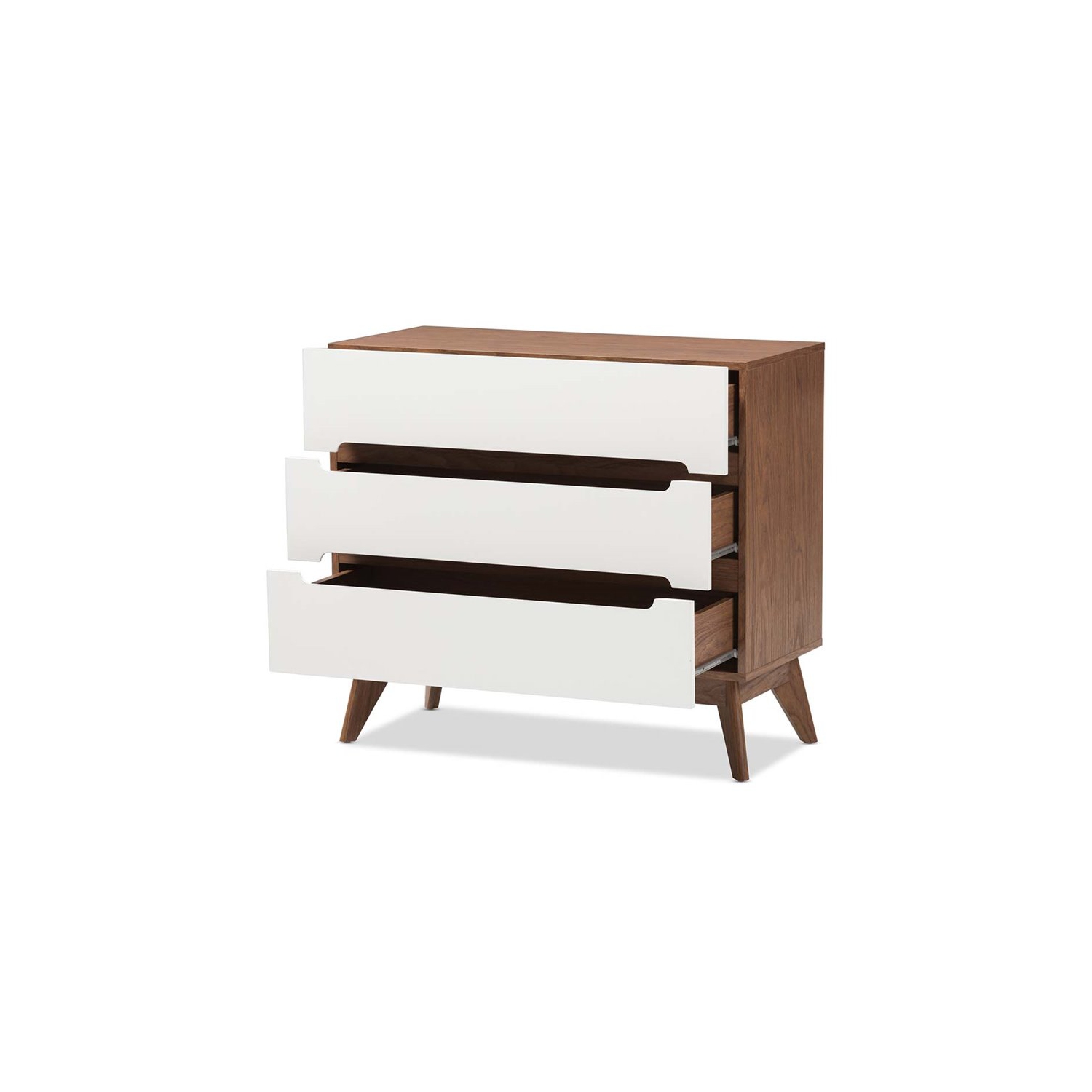 Baxton Studio – Commode à 3 tiroirs Calypso, blanc et noyer