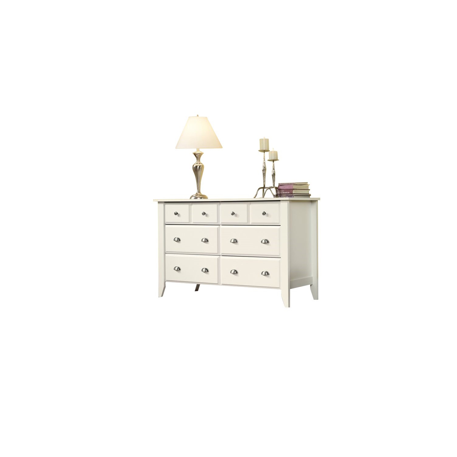 Sauder Shoal Creek Engineered Wood 6 Drawer Dresser in Soft White