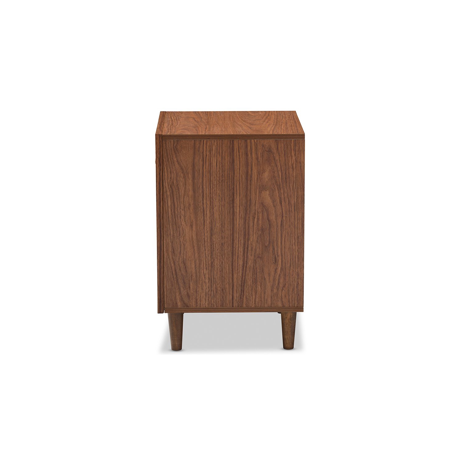 Baxton Studio Harlow 1 Drawer Nightstand in White and Walnut