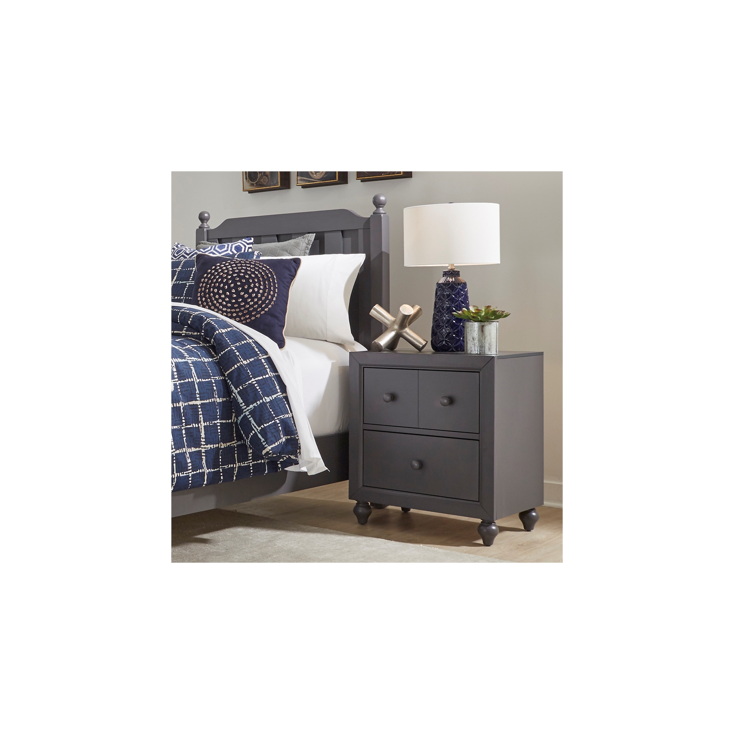 Cottage View Dark Gray Night Stand