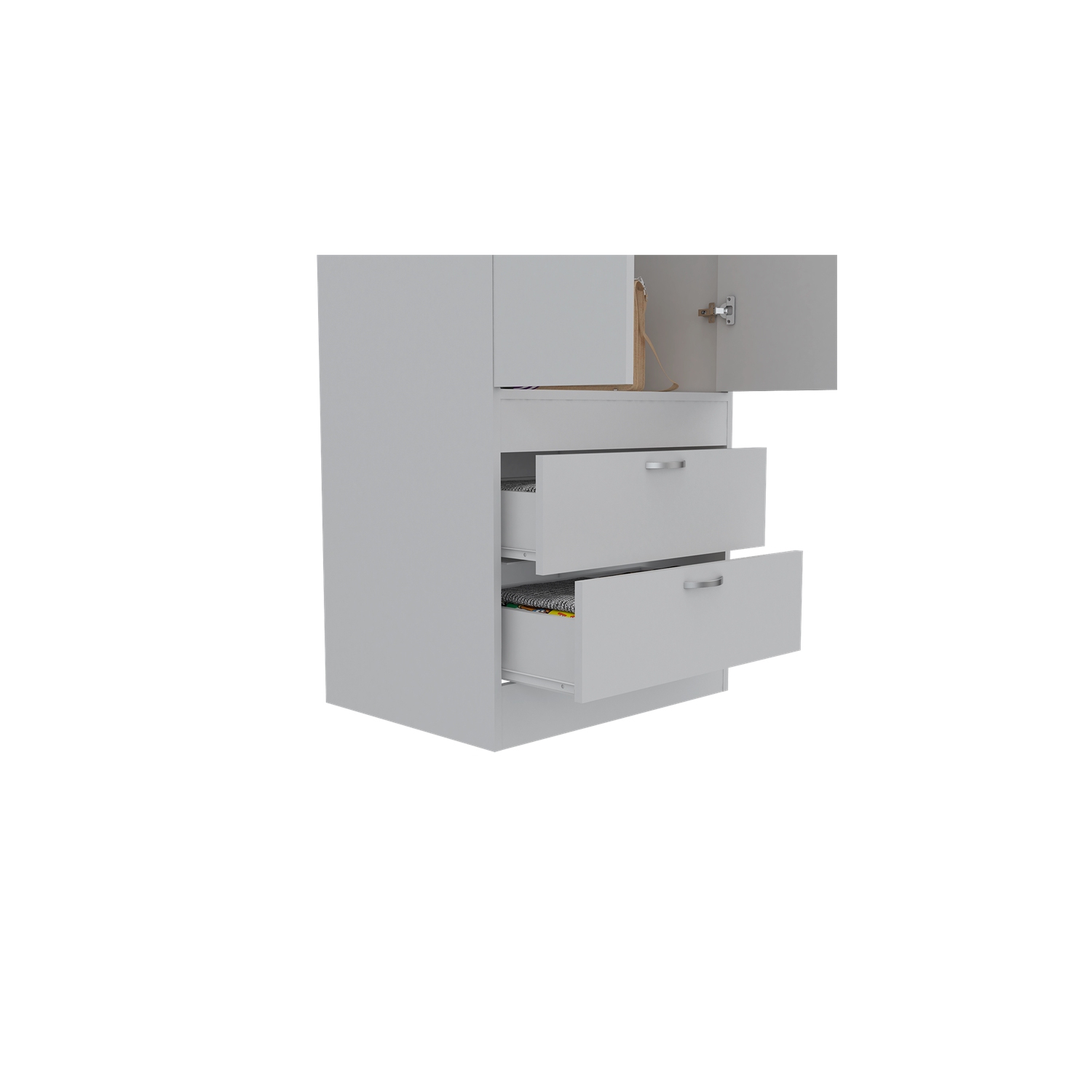 Armoire contemporaine à 2 tiroirs et 2 portes en bois Bowery Hill, blanc