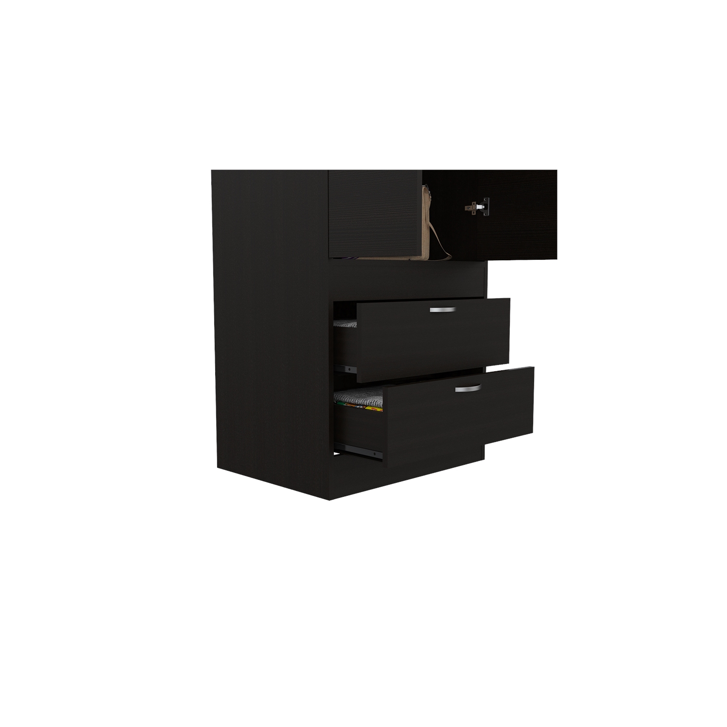 Armoire contemporaine en bois d’ingénierie Lisboa à 2 tiroirs et 2 portes de Bowery Hill, noir