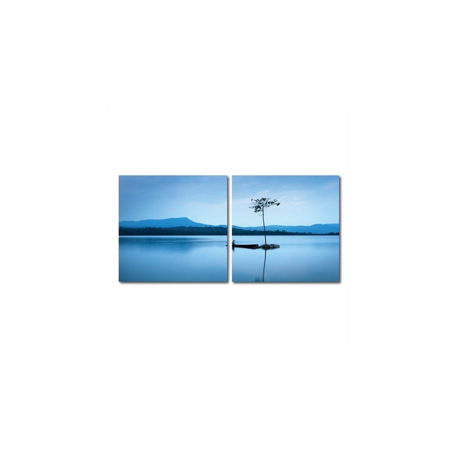 Cerulean Stillness Mounted Print Diptych in Multicolor