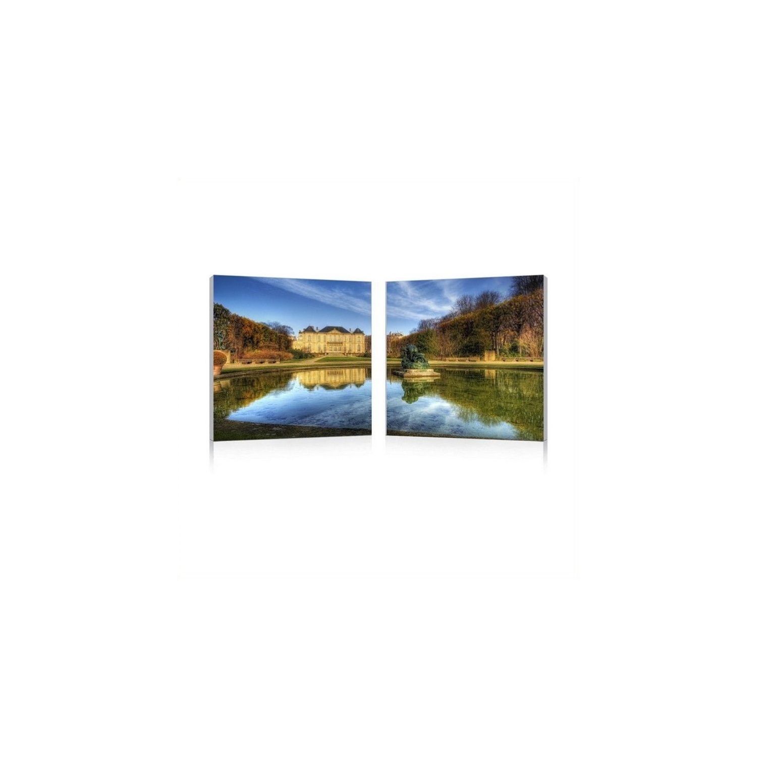 French Chateaux Mounted Print Diptych in Multicolor