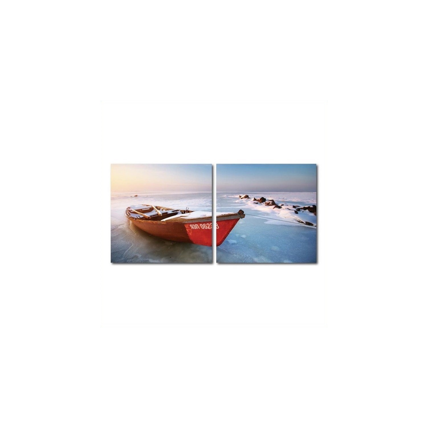 Seasonal Seashore Mounted Print Diptych in Multicolor